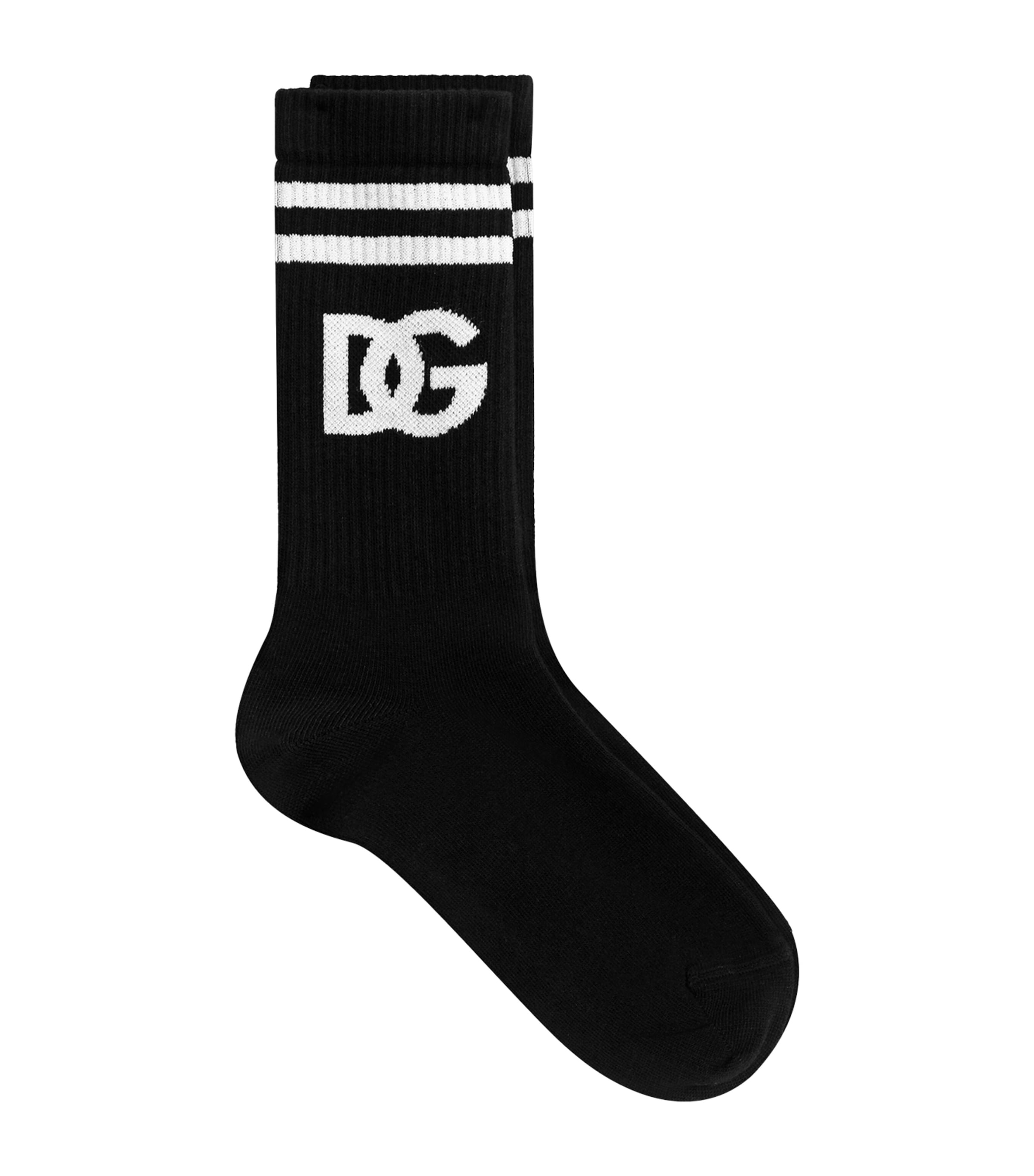 Dolce&Gabbana Mens Cotton Logo Socks Black/white Image 1