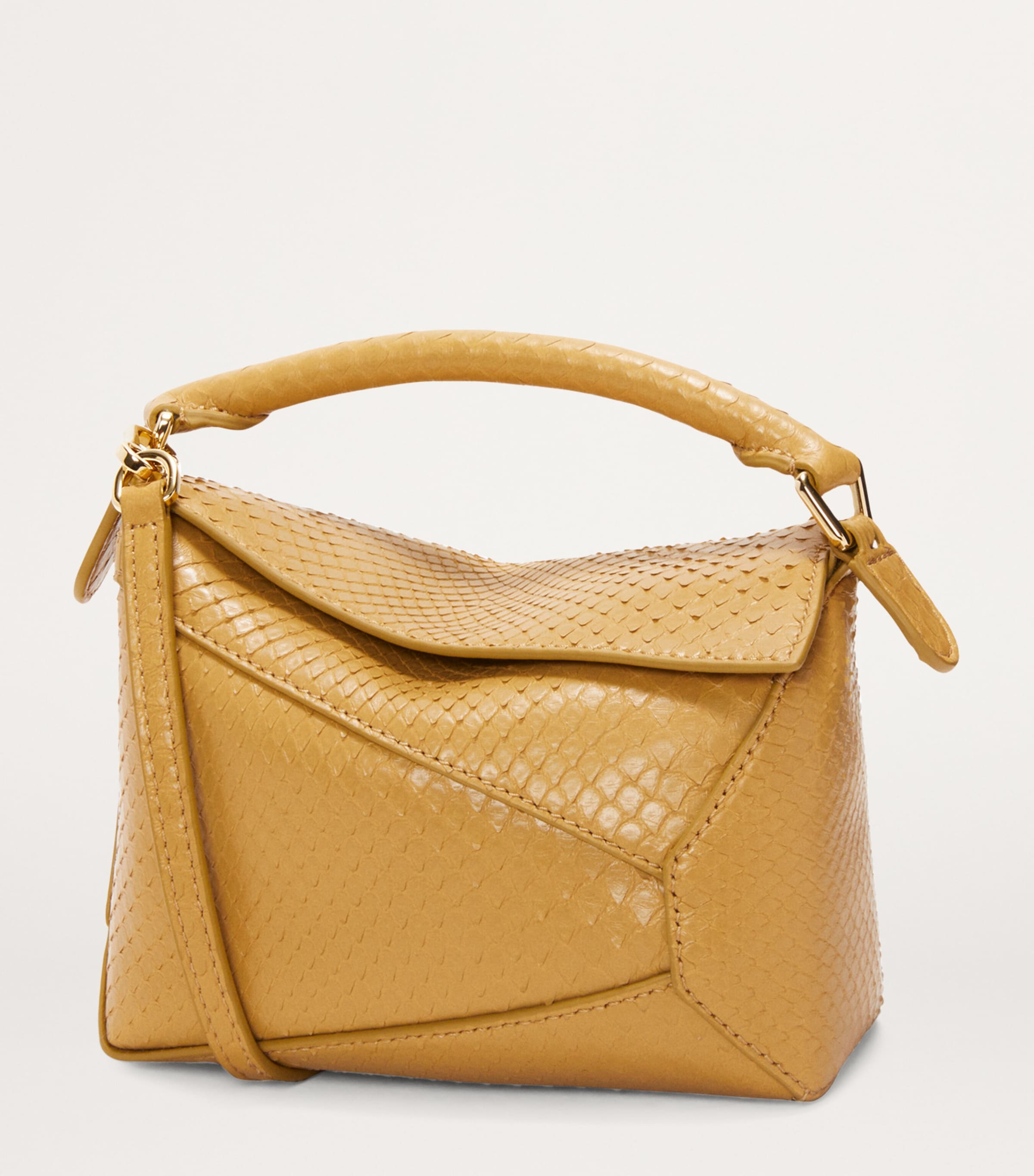 Mini Snakeskin Puzzle Edge Top-Handle Bag SAHARA Image 2