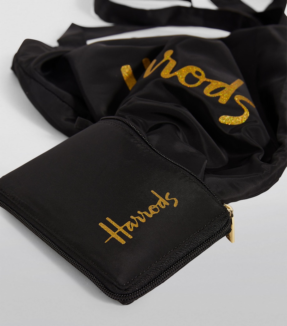 Harrods Recycled Logo Pocket Shopper Bag Black Image 9
