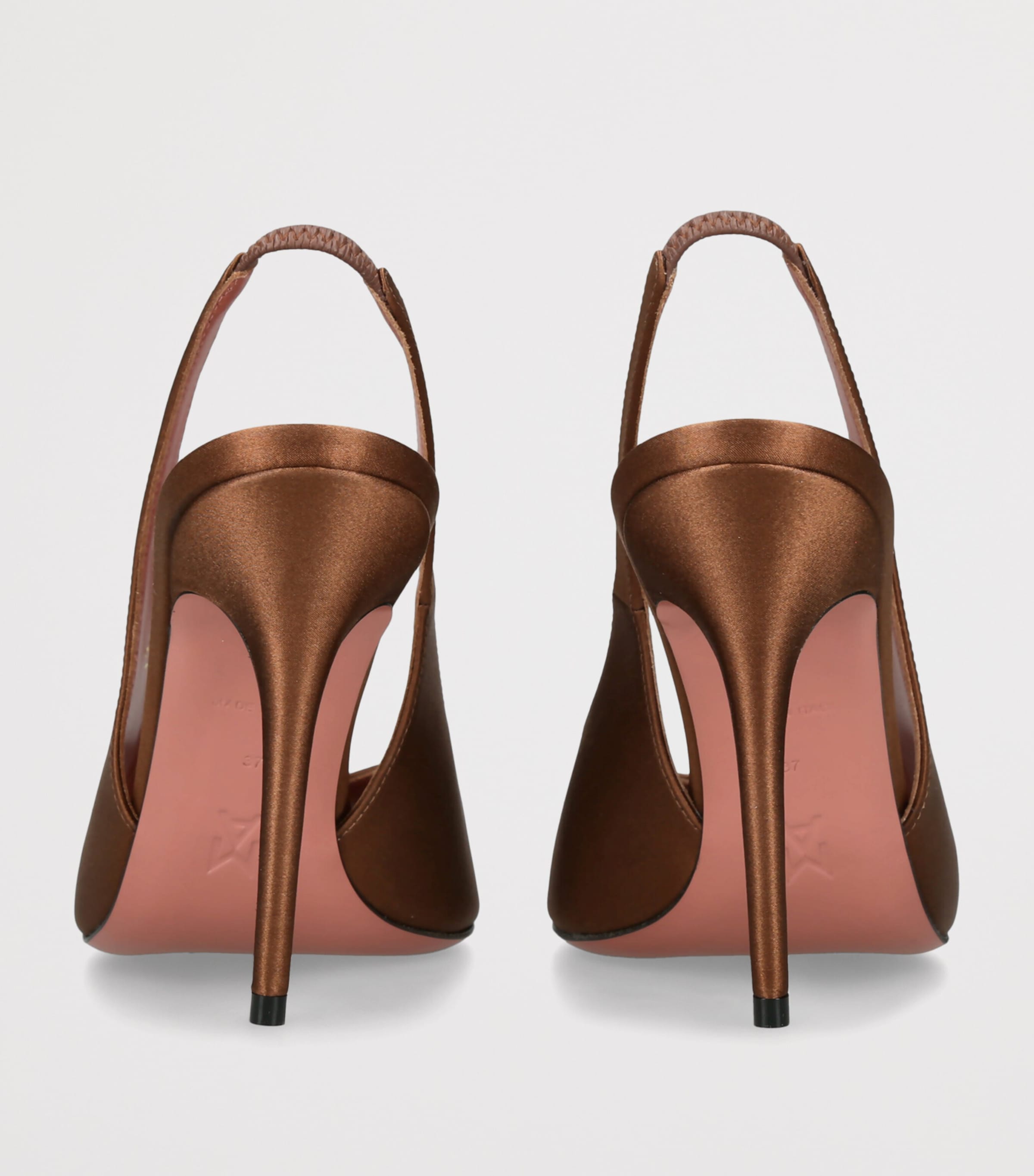 Amina Muaddi Satin Kristina Slingback Sandals 105 Brown Image 4