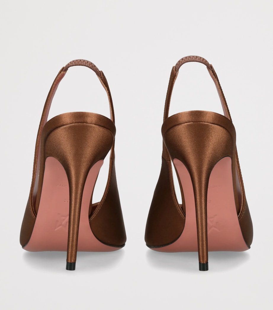 Amina Muaddi Satin Kristina Slingback Sandals 105 Brown Image 4