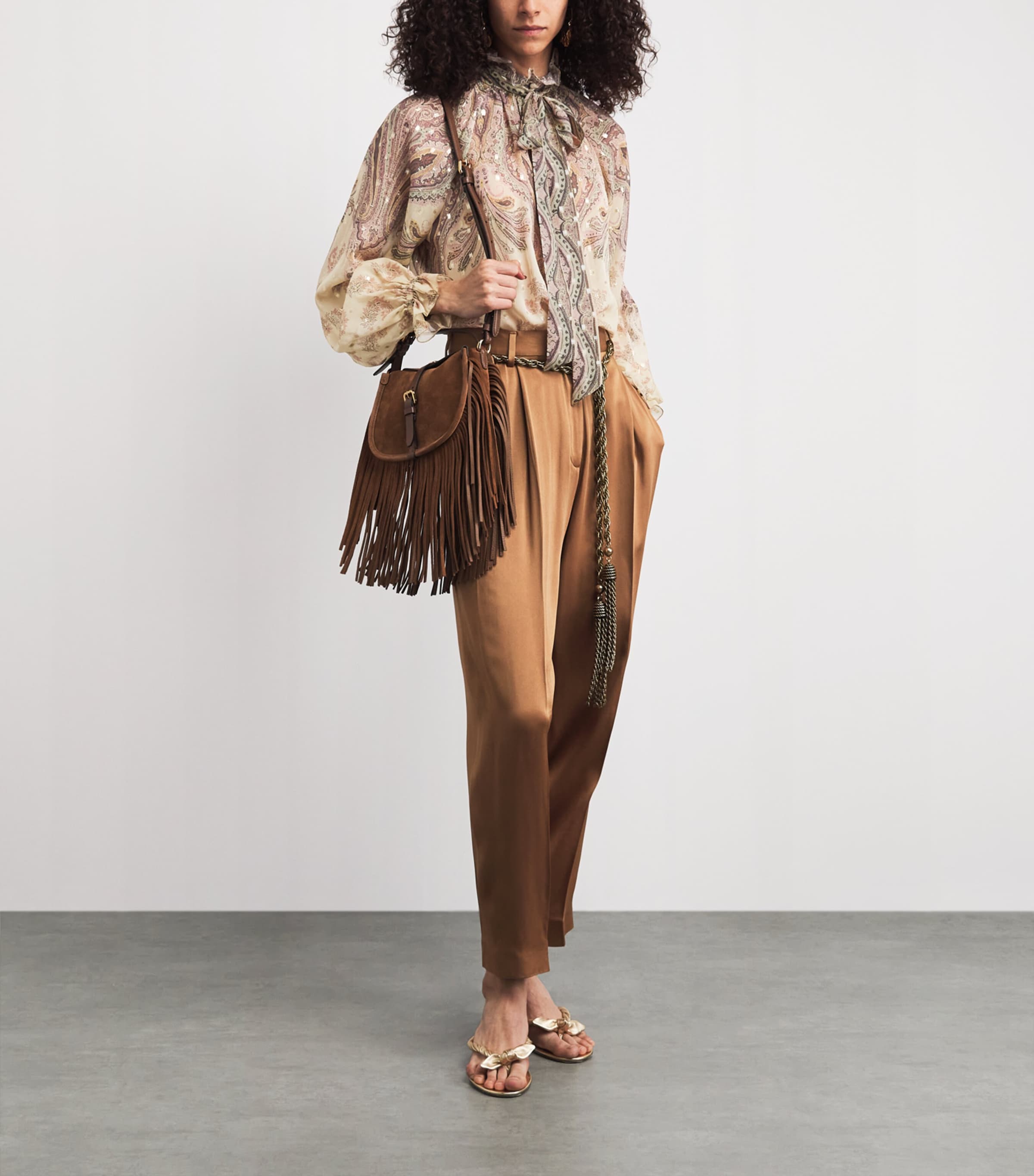 Etro Womens Silk-Blend Printed Blouse Prnt/beig Base Image 2