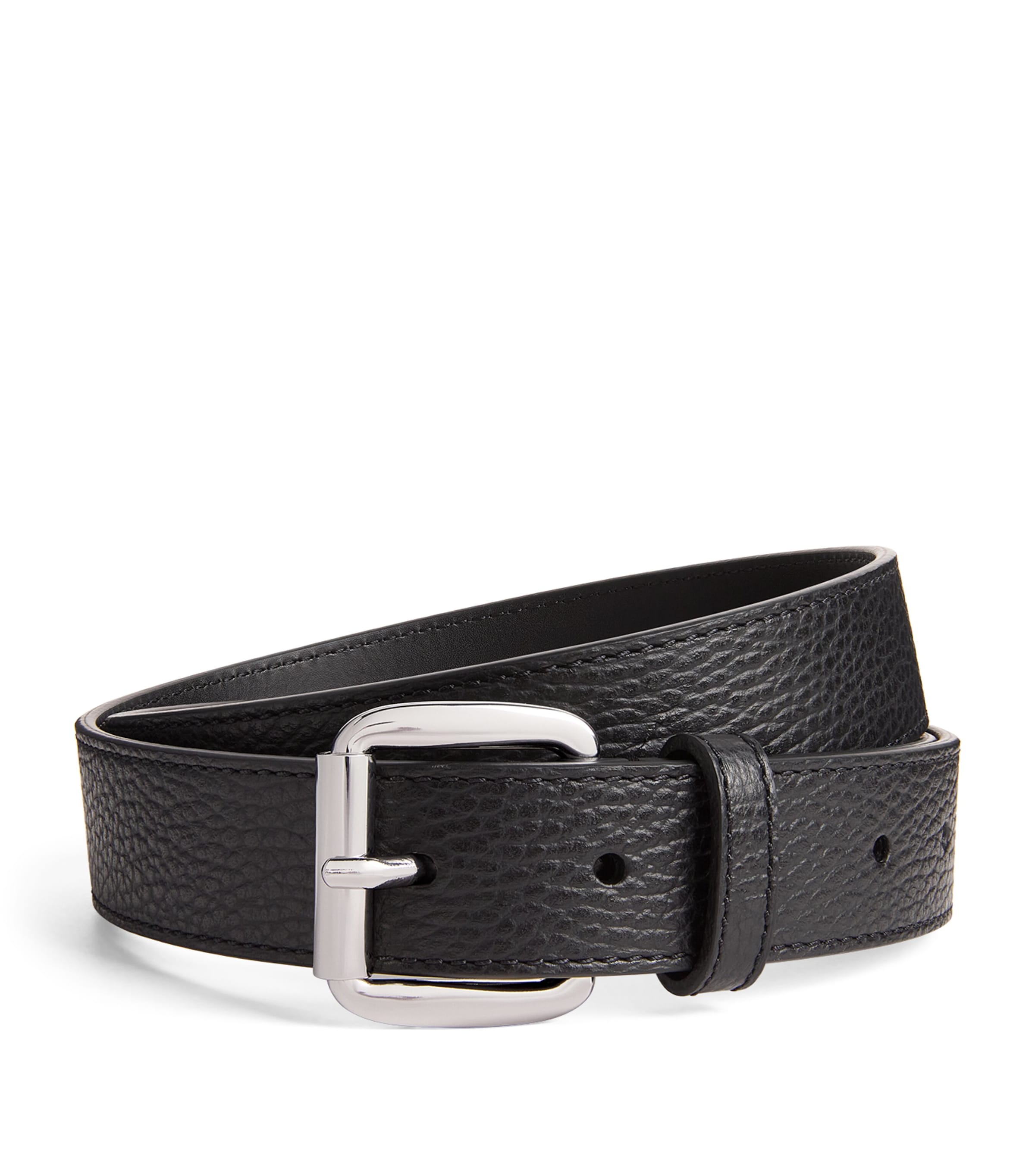 Emporio Armani Leather Belt In Black