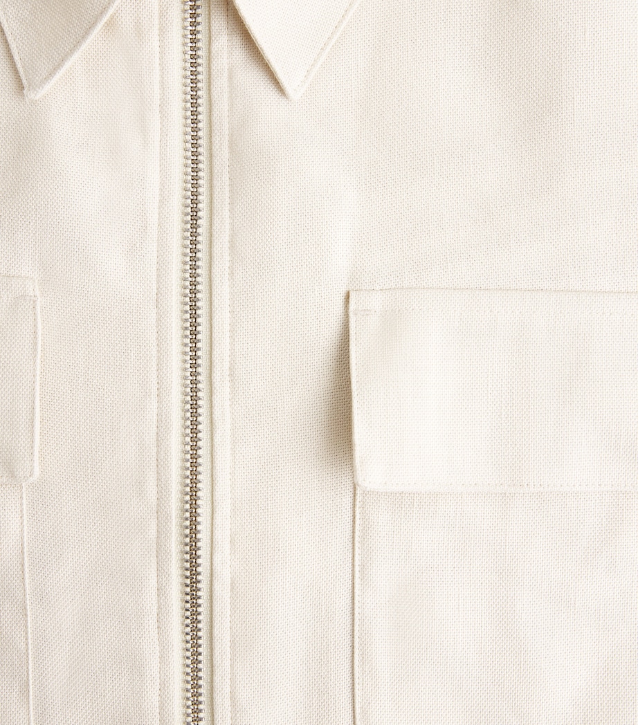 NN.07 Mens Viscose-Linen Zip-Up Overshirt Ivory Image 6