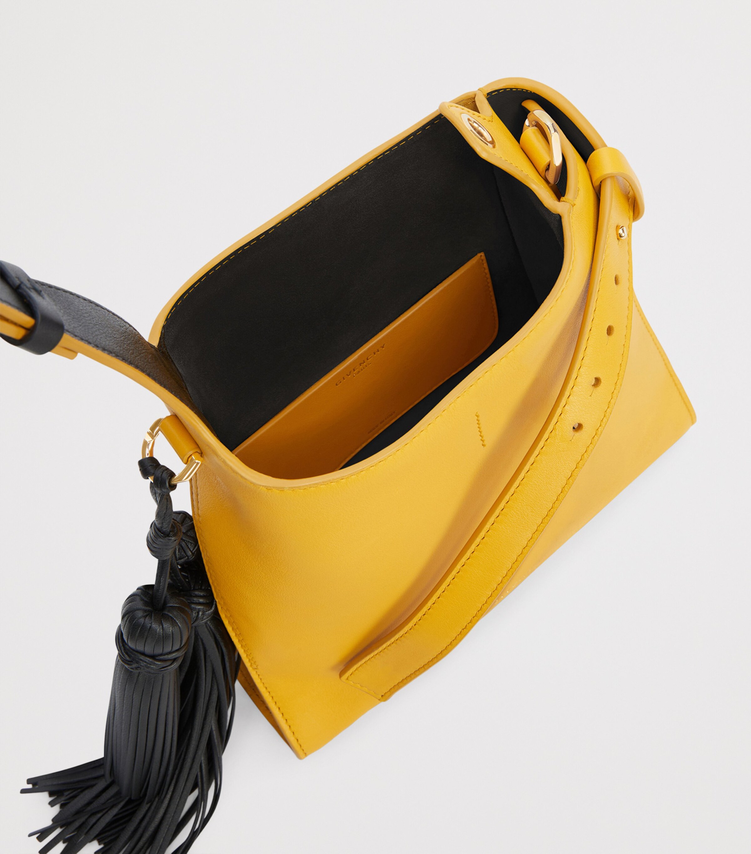 Mini Leather Belted Shoulder Bag MUSTARD Image 4