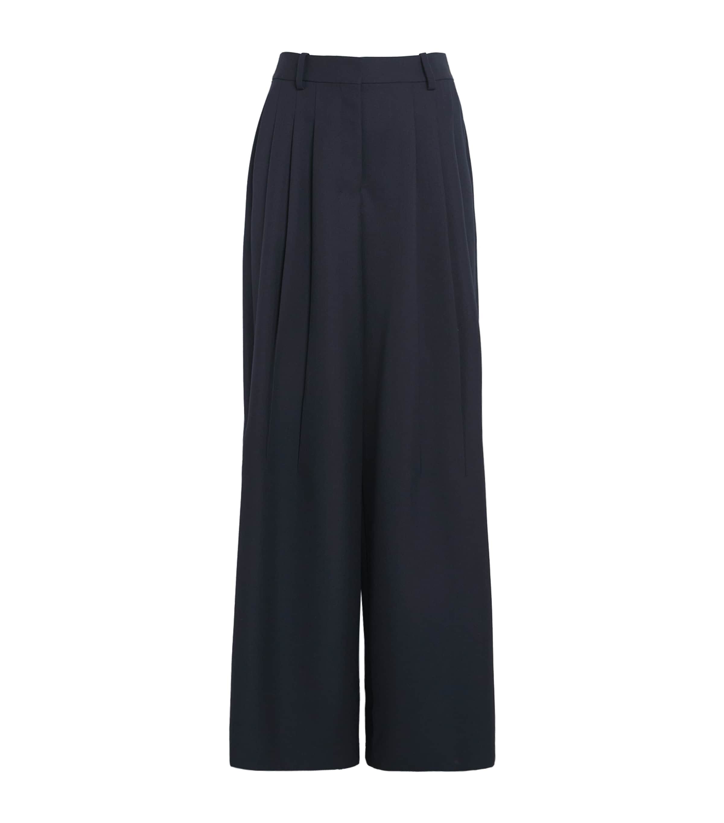 Theory Womens Tailored Pleated Wool-blend Trousers Nocturne Navy In Navy