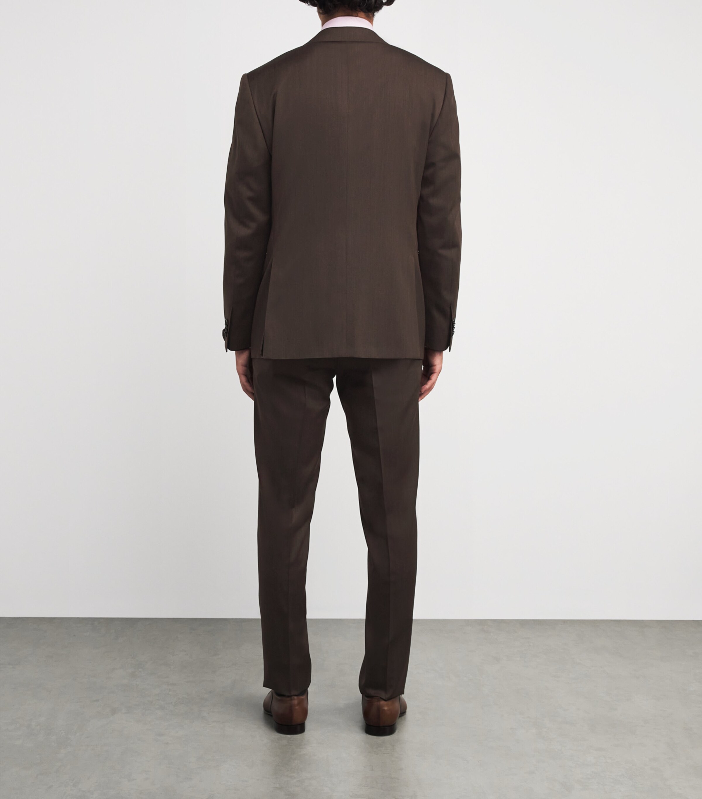 Corneliani Mens Virgin Wool Herringbone 2-Piece Suit Dark Brown Image 4
