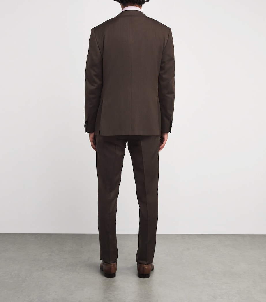 Virgin Wool Herringbone 2-Piece Suit 030 DARK BROWN Image 4