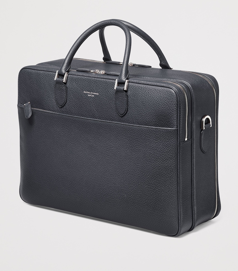 Leather 48 Hour Mount Street Travel Bag NAVY Image 5