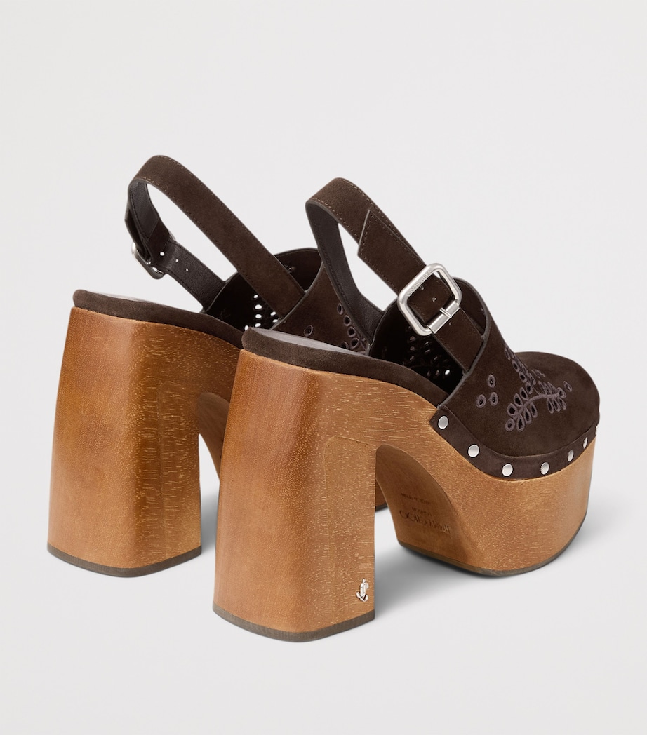 Alida 135 Suede Platform Clogs CHOCOLATE Image 4