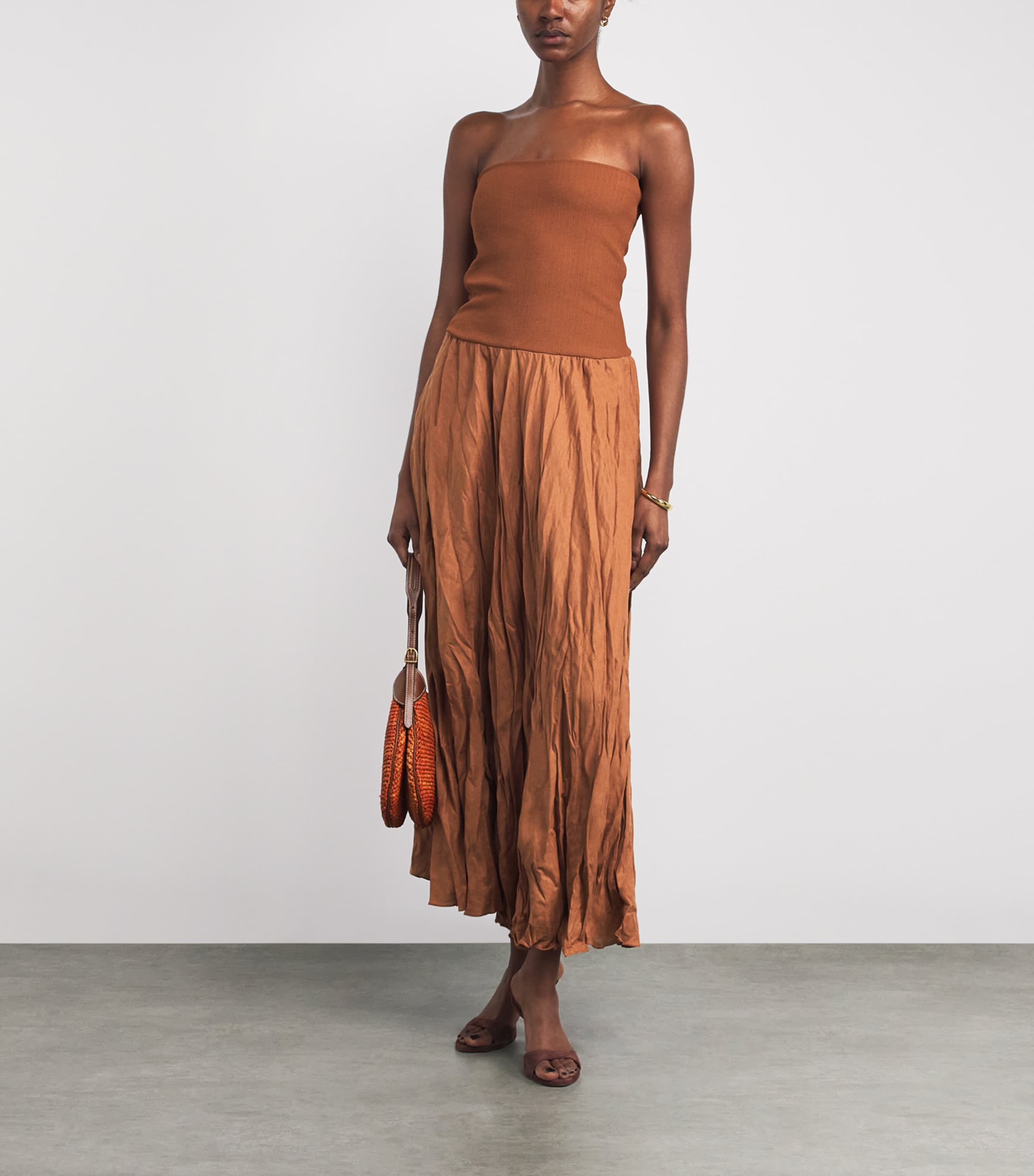 Linen-Blend Empowerment Maxi Skirt BROWN Image 2