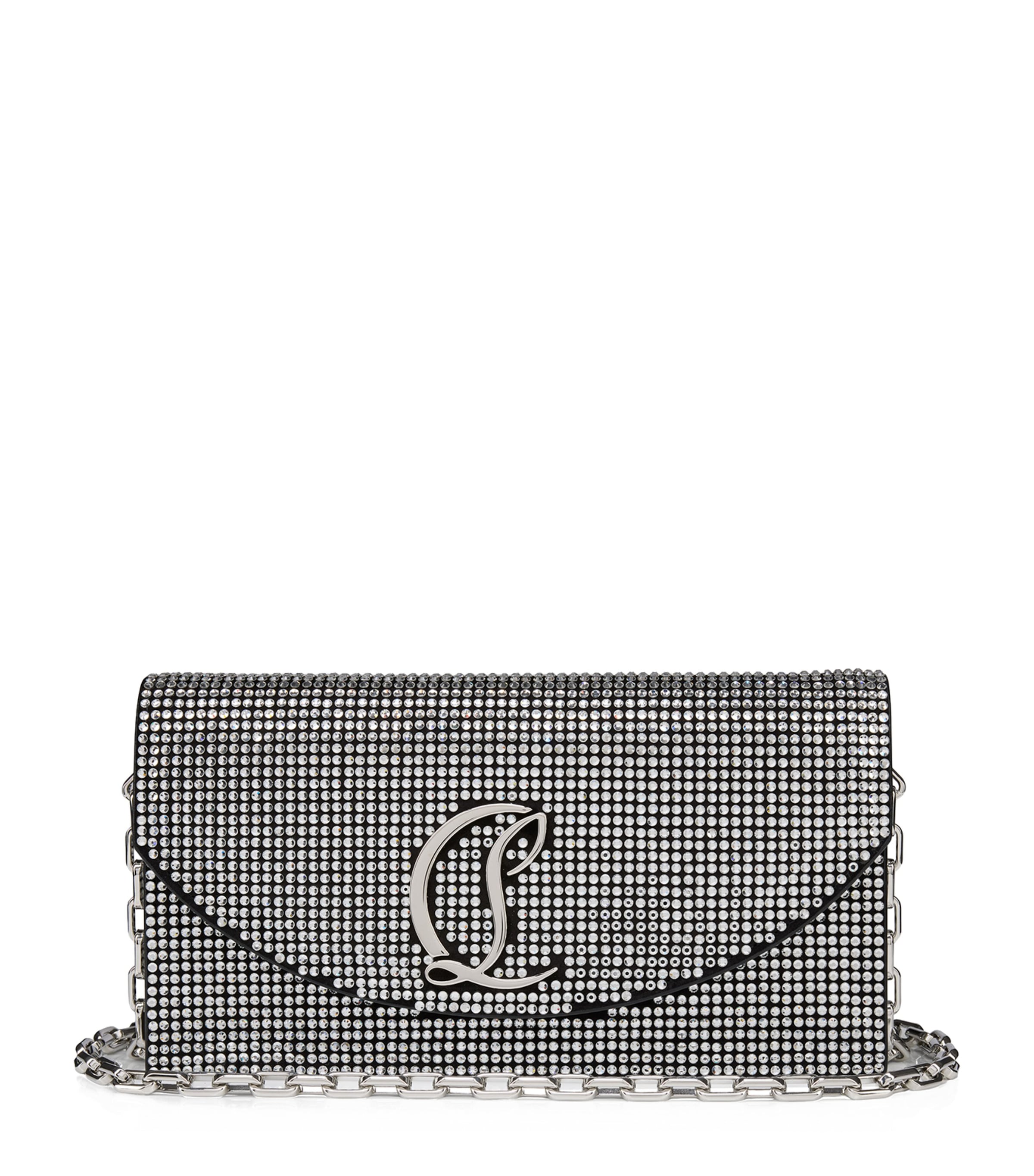 Christian Louboutin Loubi54 Leather Rhinestone Clutch Bag
