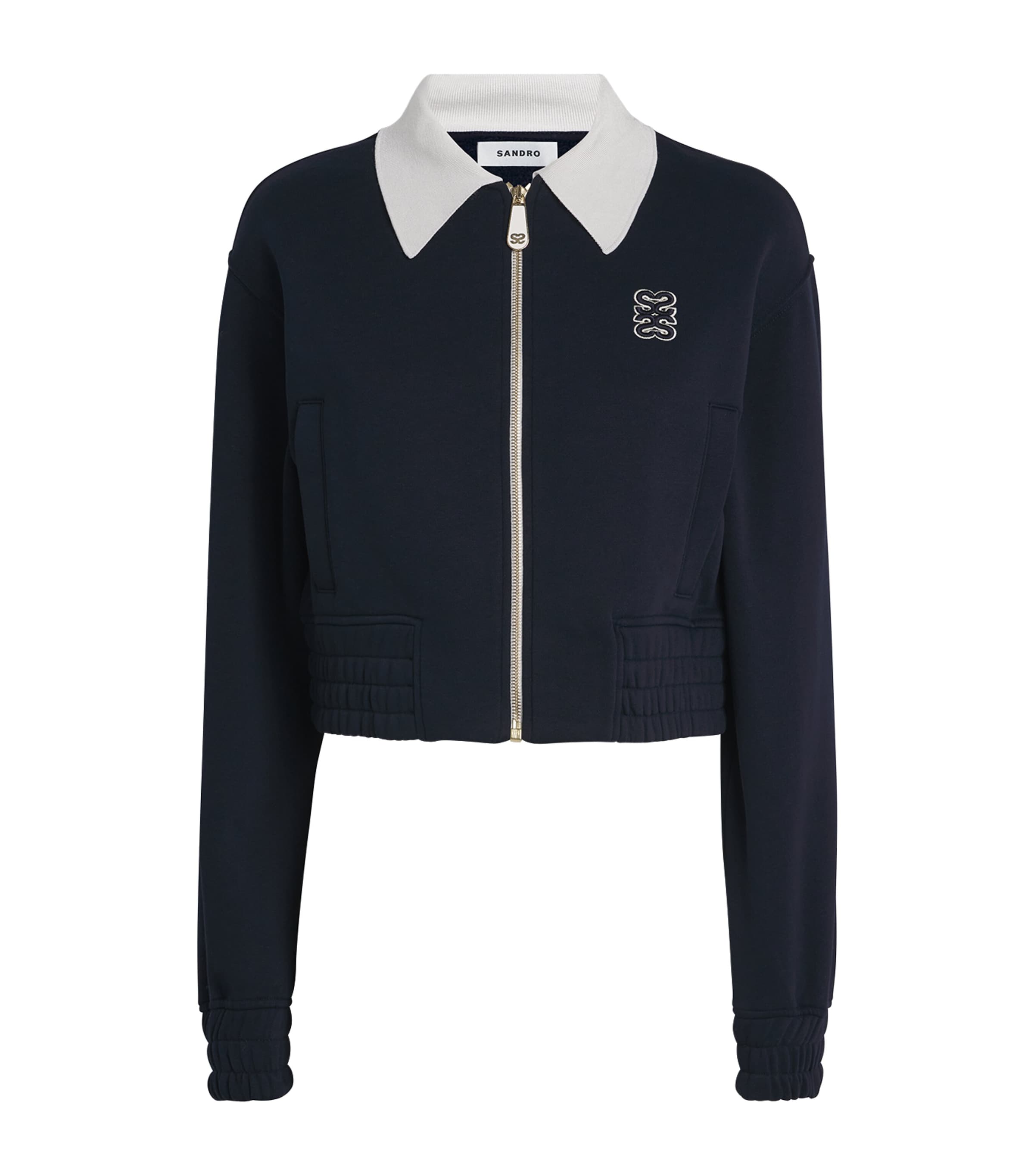 Sandro Cropped Dual-tone Sweatshirt In Blue