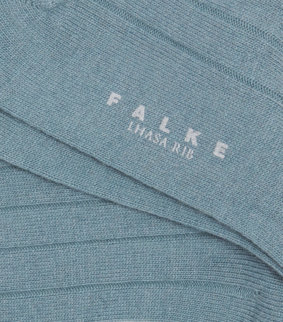 Falke Mens Wool-Cashmere Blend Lhasa Ribbed Socks Monument Image 2