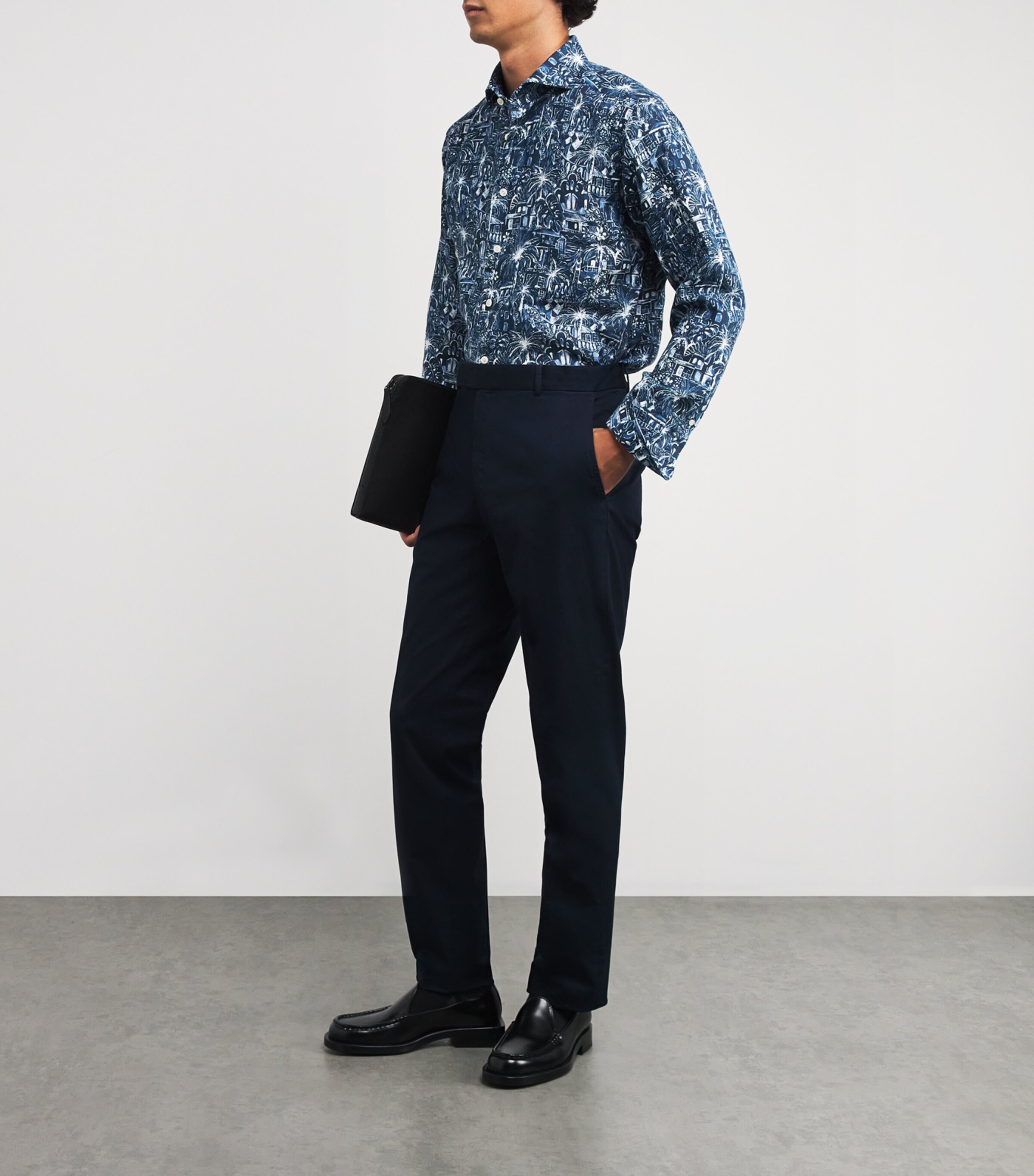 Eton Mens Linen Resort Shirt Dark Blue Image 2