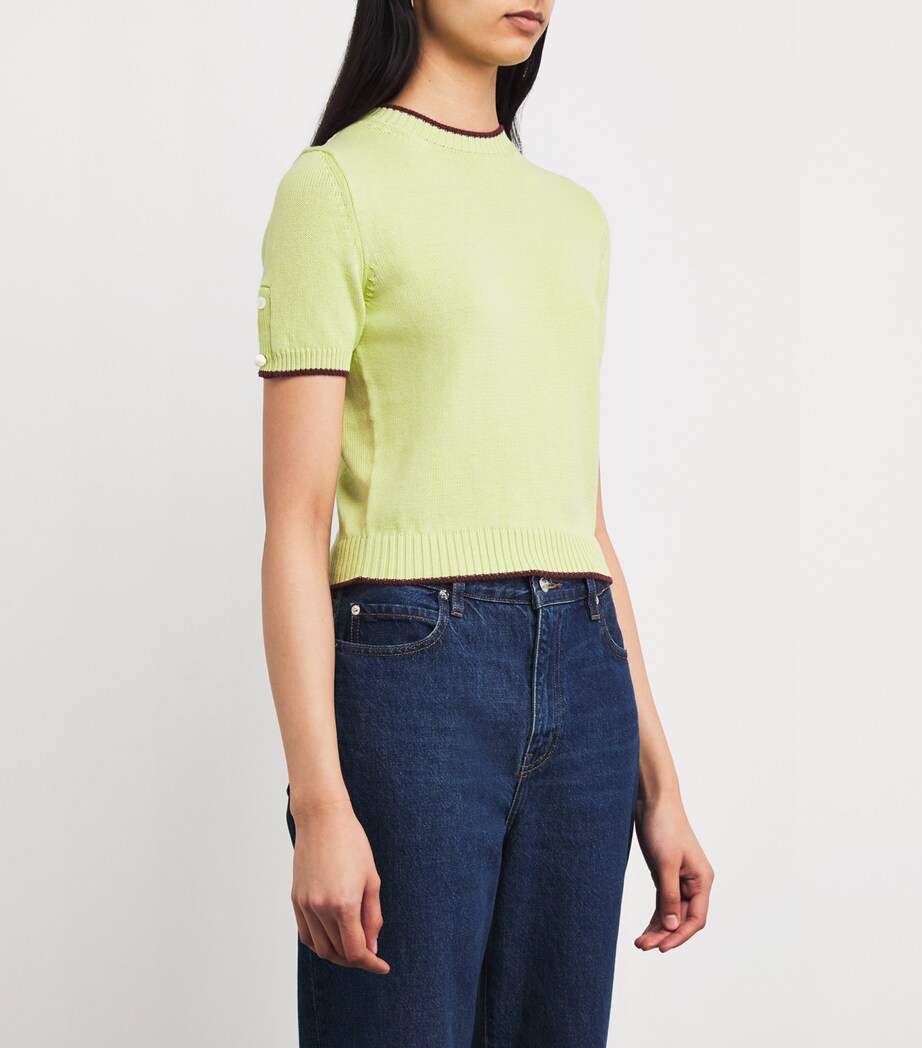 Cotton-Blend Knit T-Shirt LIME Image 3