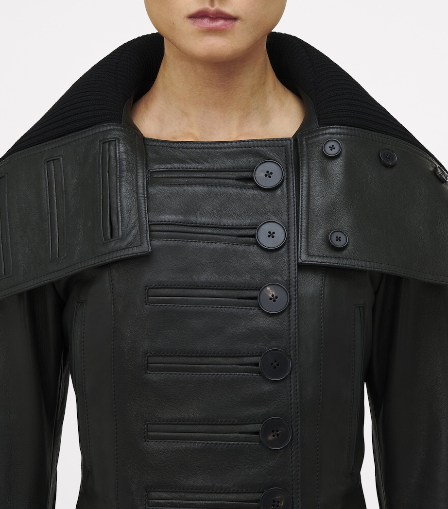 Exaggerated Buttonhole Leather Jacket 1000 Image 6