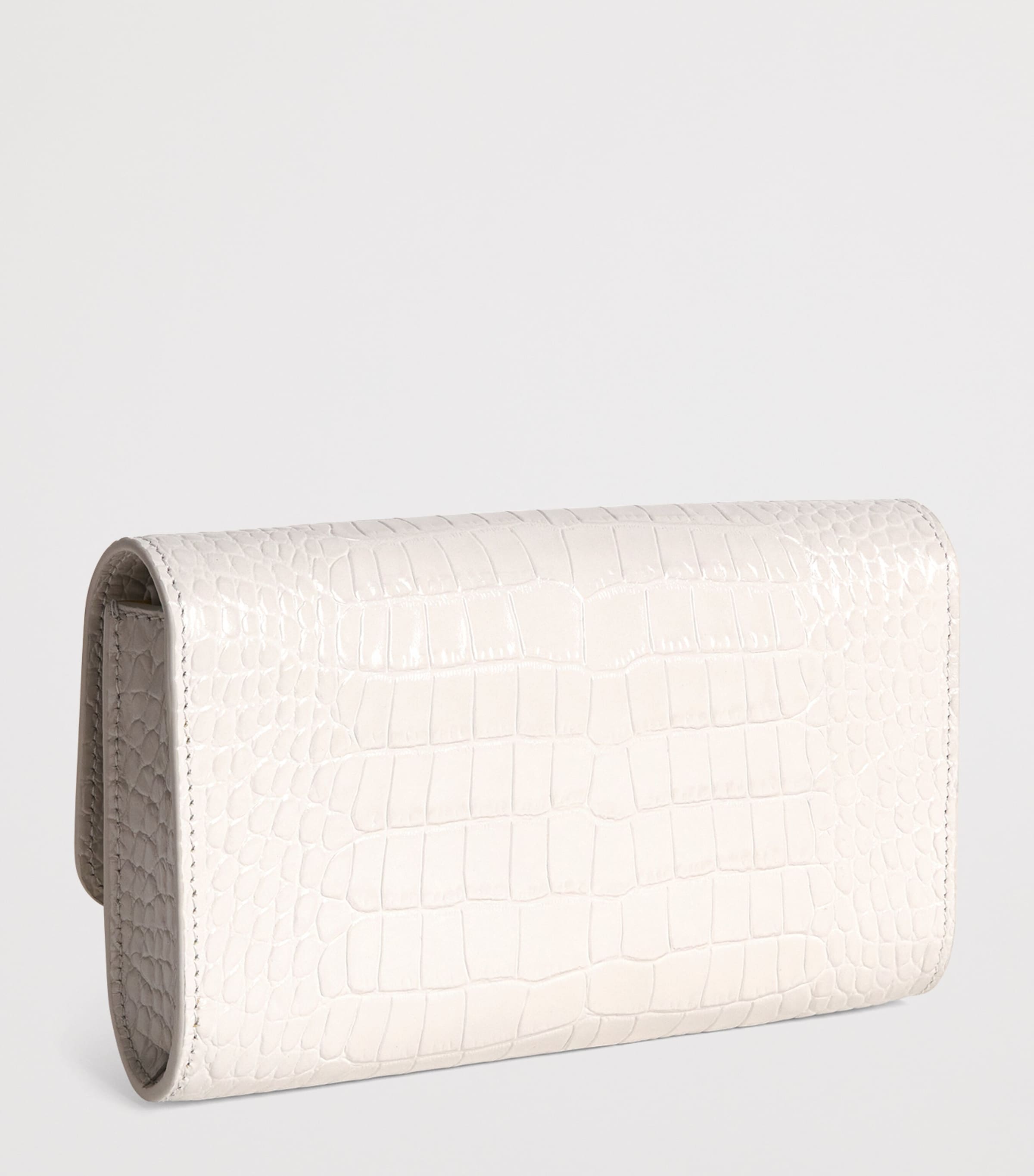 Leather Croc-Embossed Clutch Bag TRTL DOVE STMPD CROC Image 3