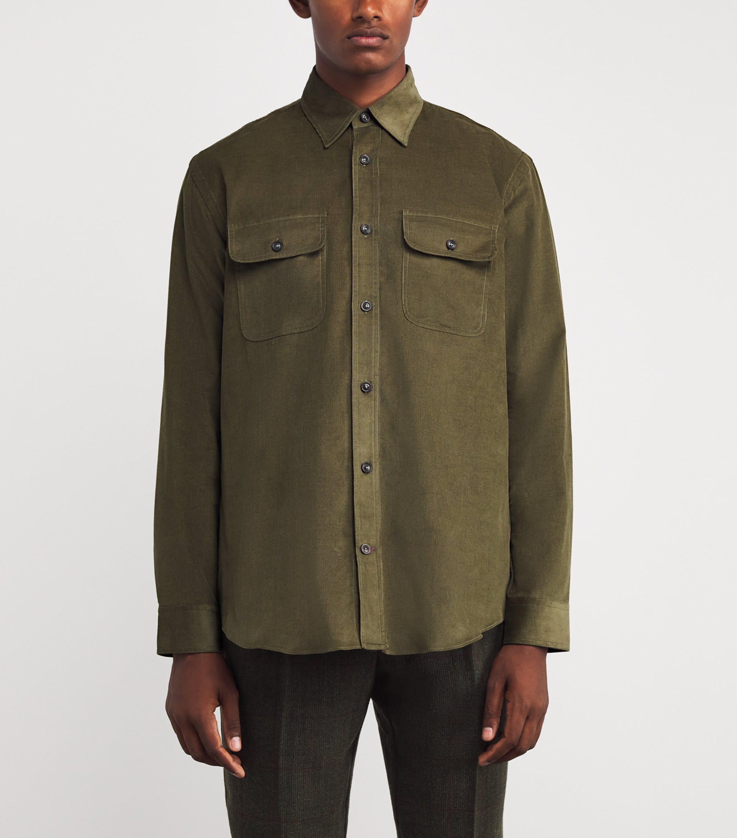 Cotton Corduroy Twin-Pocket Shirt MOSS Image 3