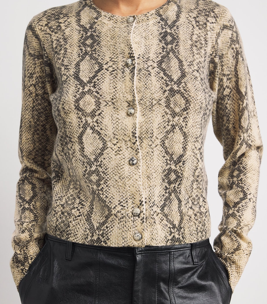 Cashmere Snakeskin-Effect Cardigan CAMEL MULTI Image 6