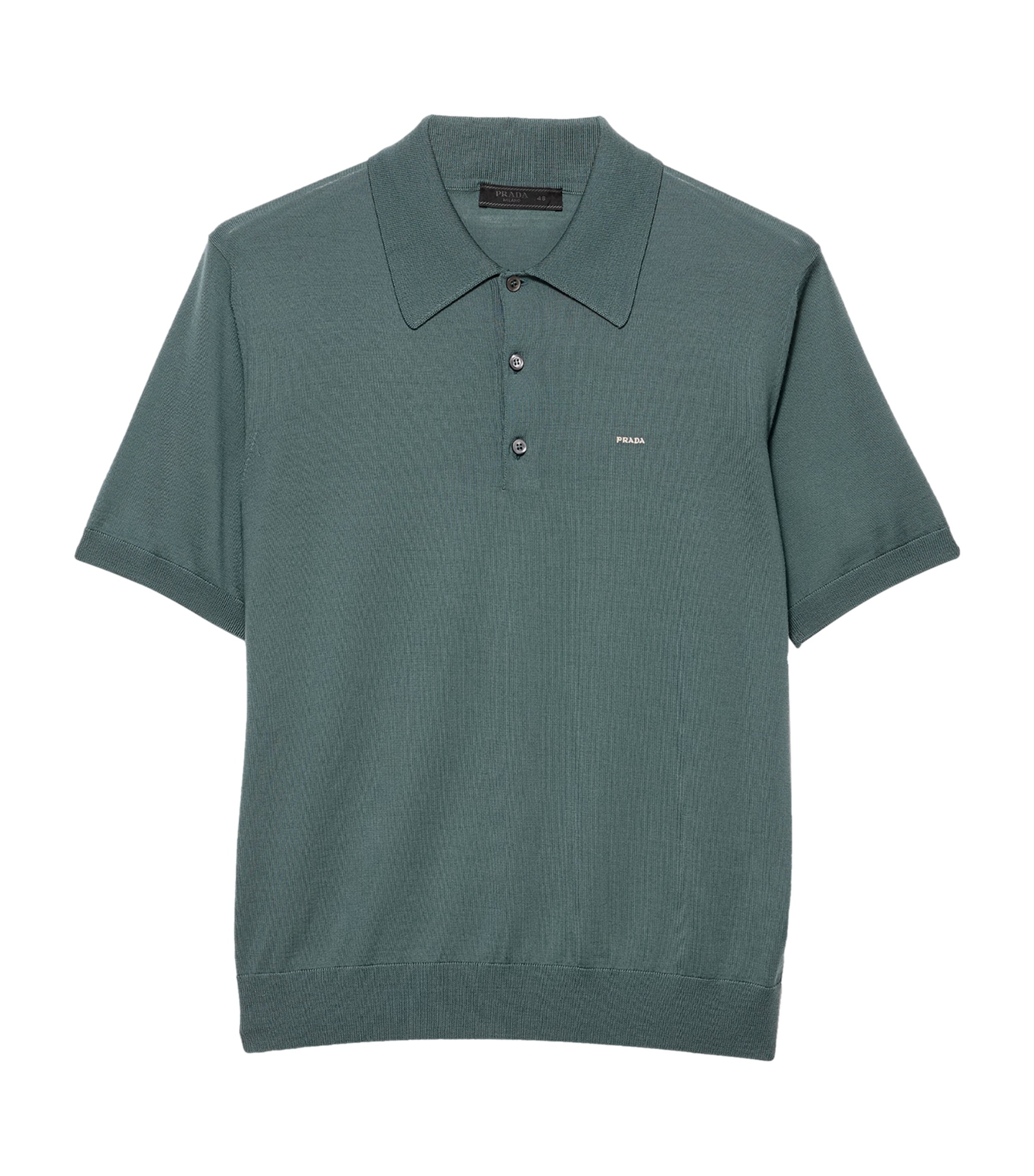 Prada Mens Wool Logo Polo Shirt Green Image 1