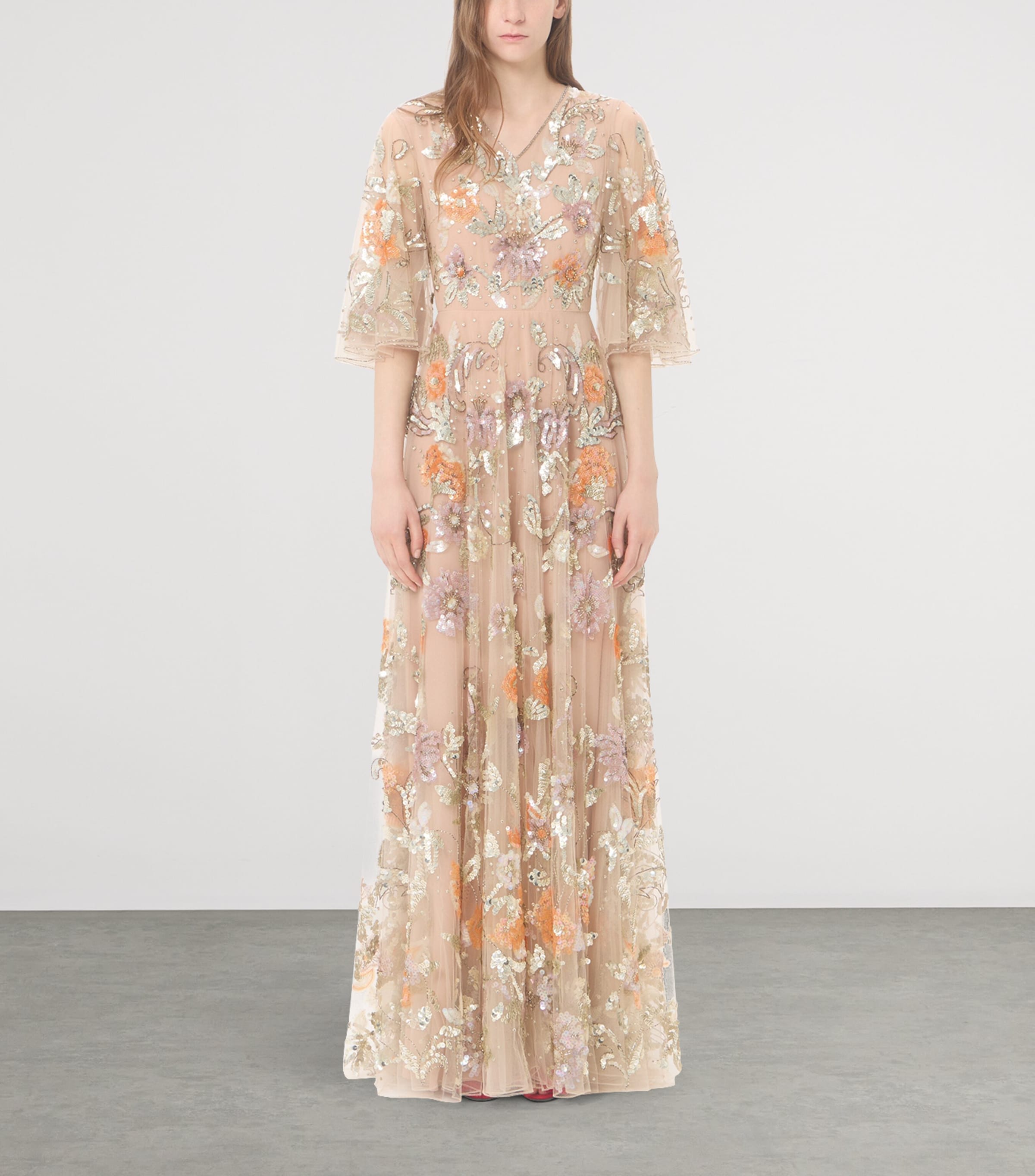 Valentino Womens Tulle Embellished Sequin Gown Image 2