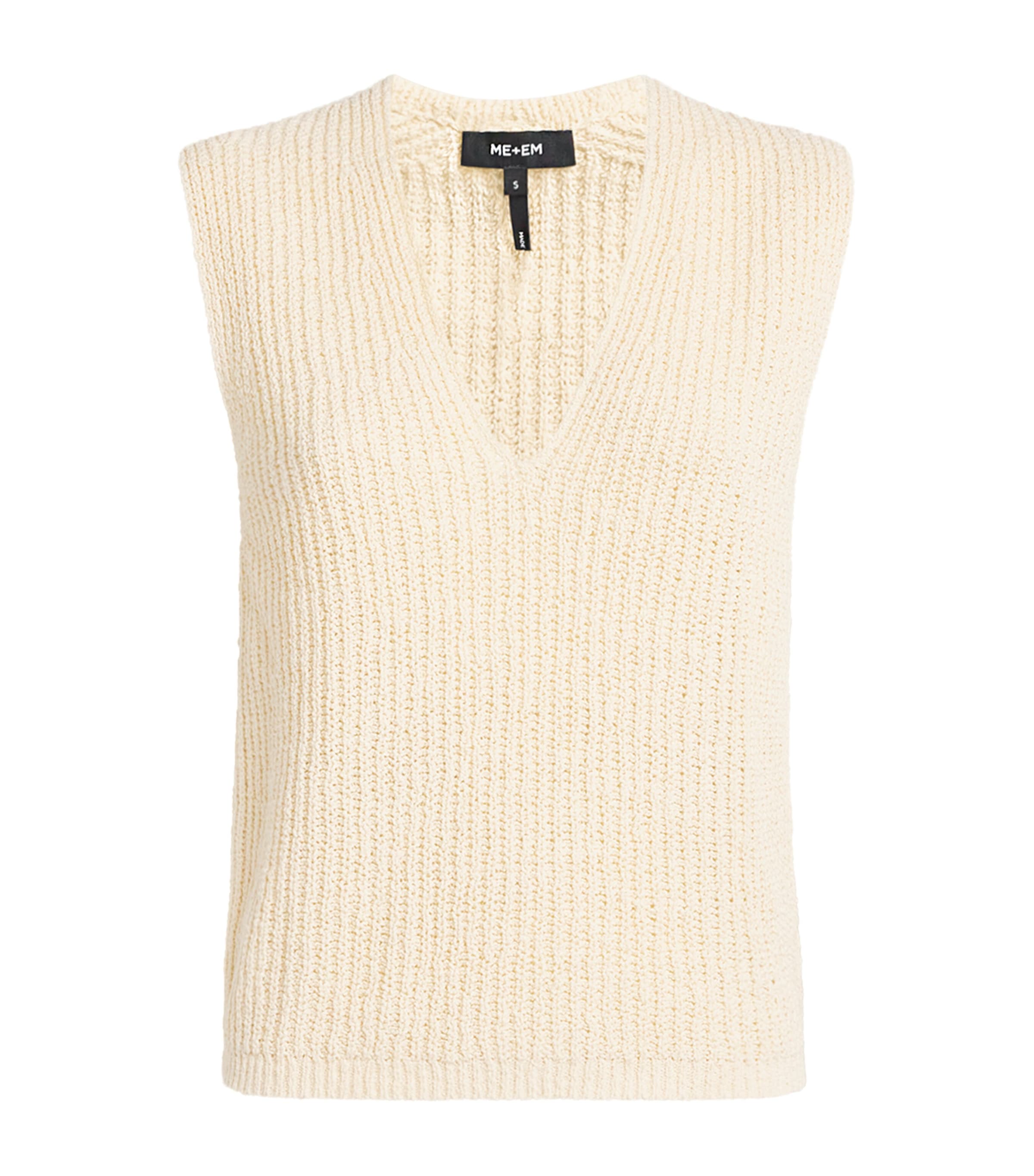 Shop Me+em Cotton Bouclé Sweater Vest In Ivory
