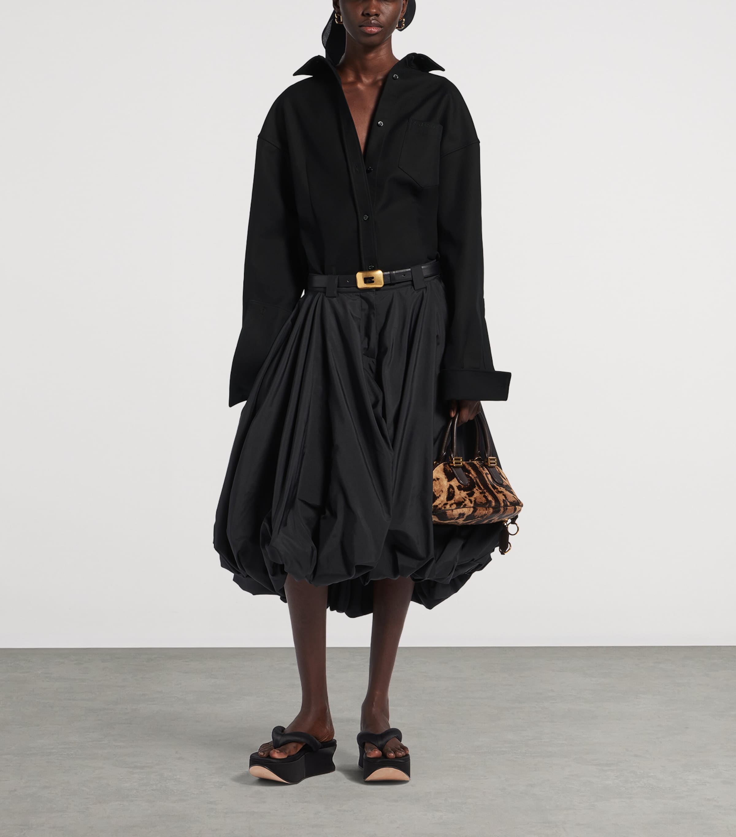 Balenciaga Womens Cotton Elongated Hem Shirt Image 2