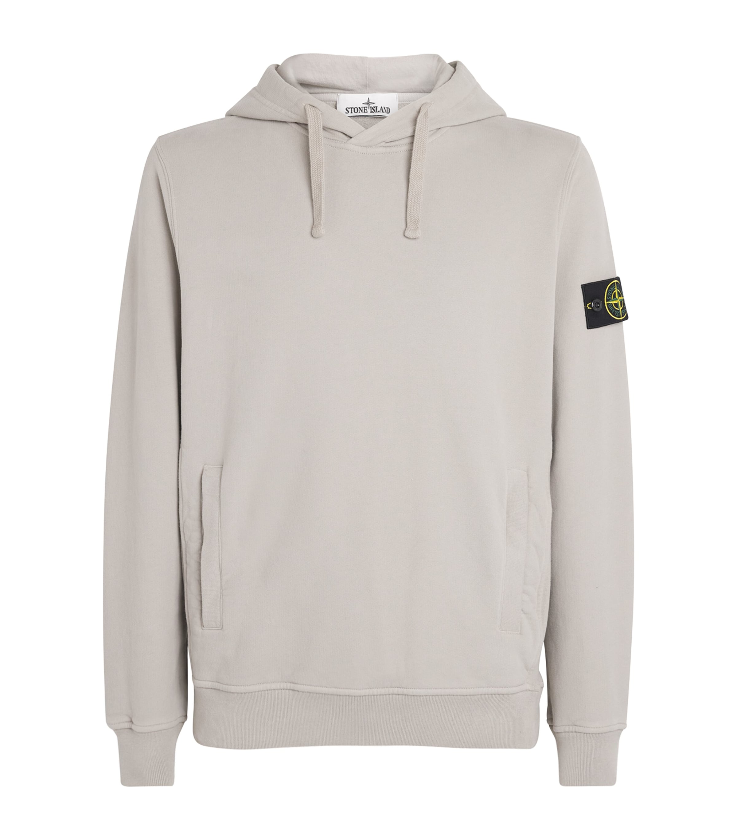 Stone Island Organic Cotton Compass Logo Hoodie In Gray