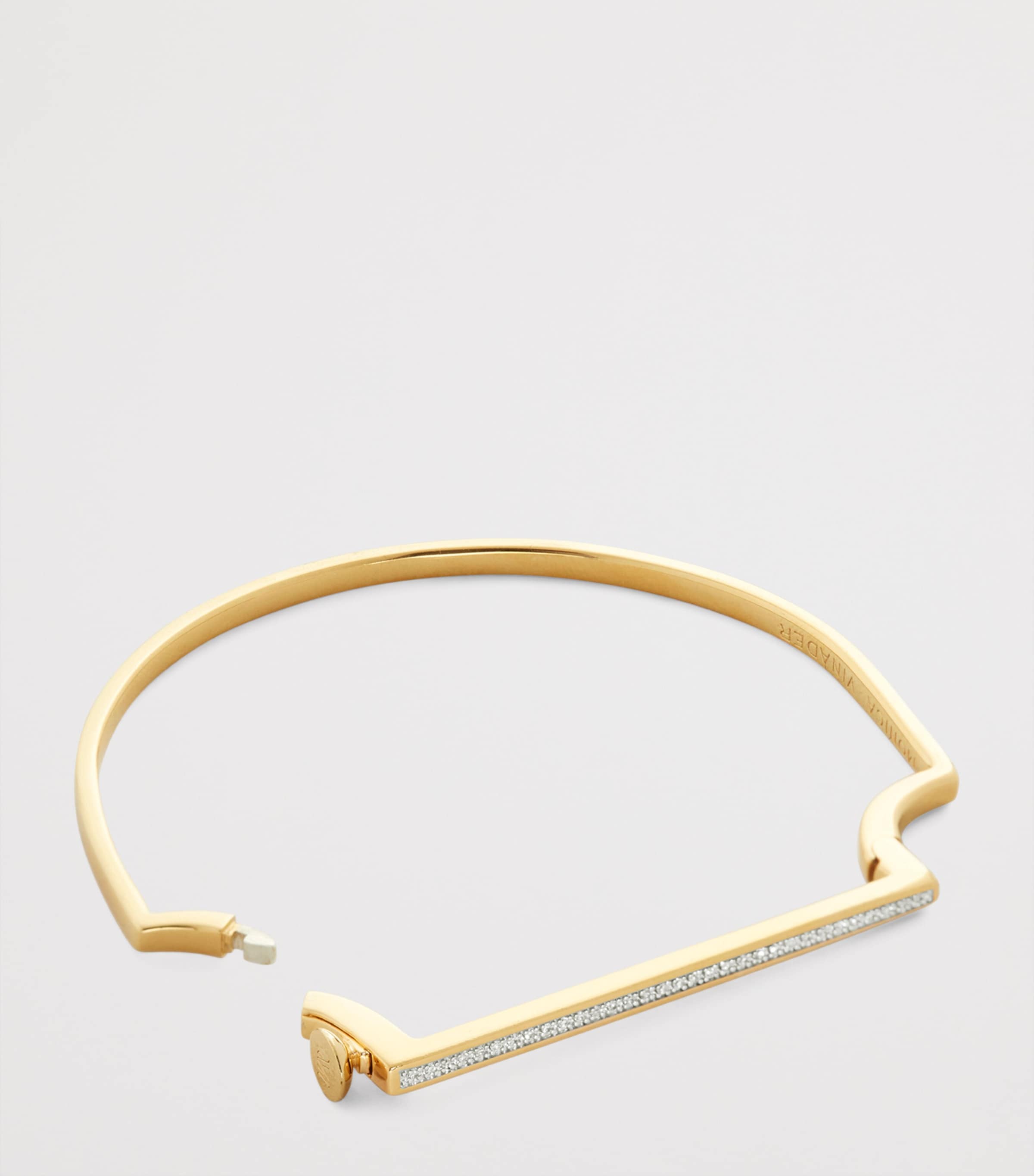 Monica Vinader Gold Vermeil and Diamond Slim Signature Bangle Gold Vermeil Image 2