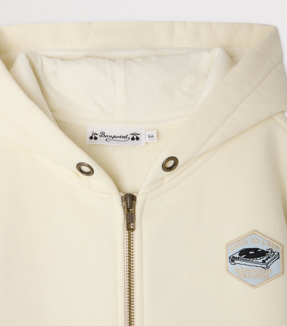 Bonpoint Record Print Hoodie (4-8 Years) Upb Ecru Image 3