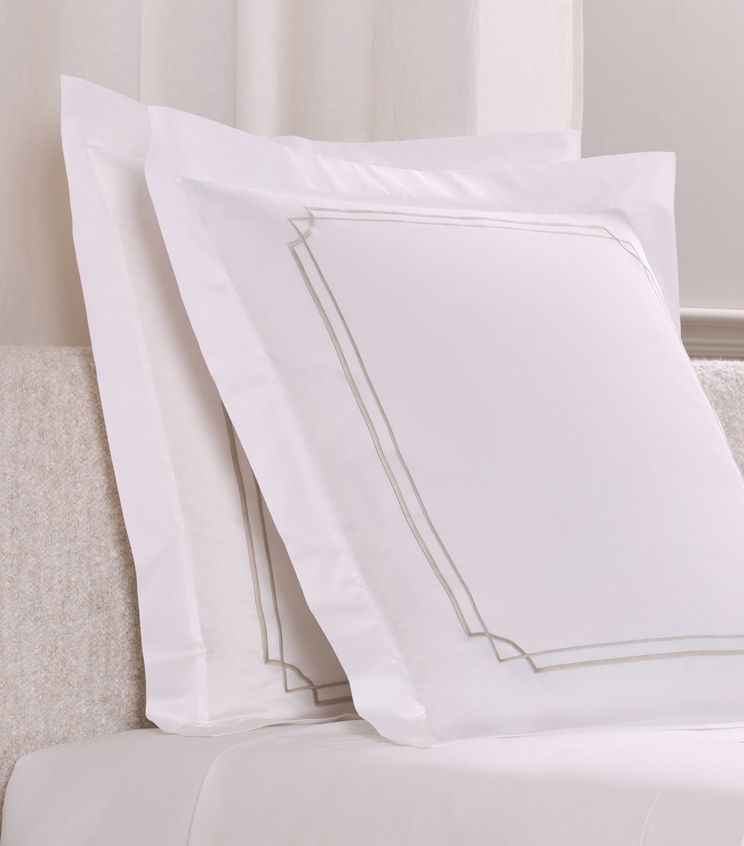 Frette Layering Embroidery Euro Pillow Sham (65cm x 65cm) Milk/savage B Image 3