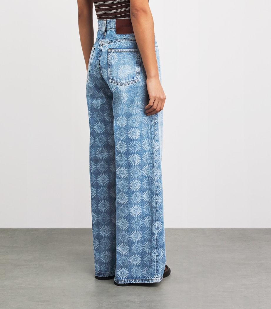 Sandro Paris Womens Floral Wide-Leg Jeans Blue Jean Image 5