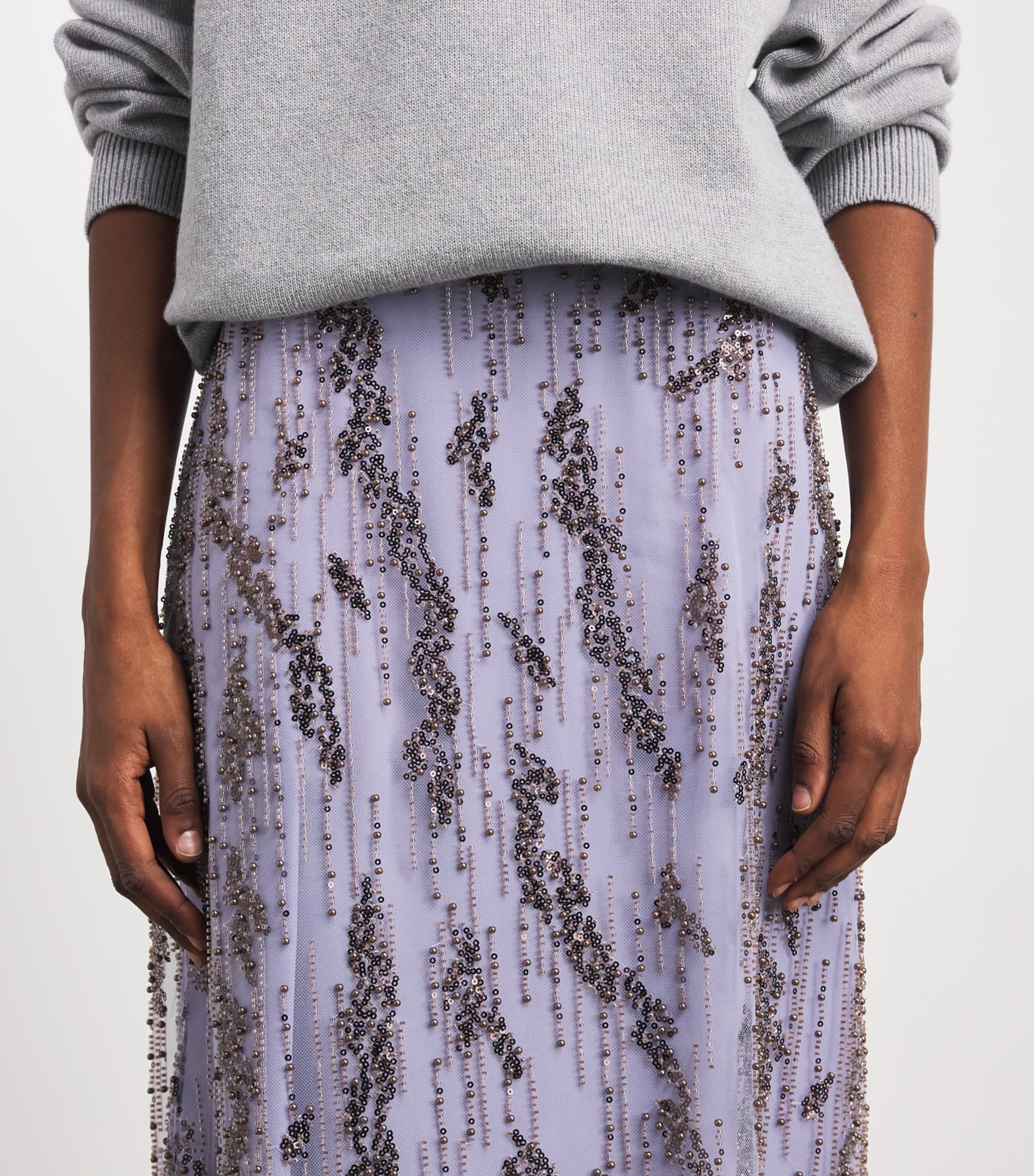 STAUD Womens Embellished Angela Midi Skirt Lil Lilac Image 3