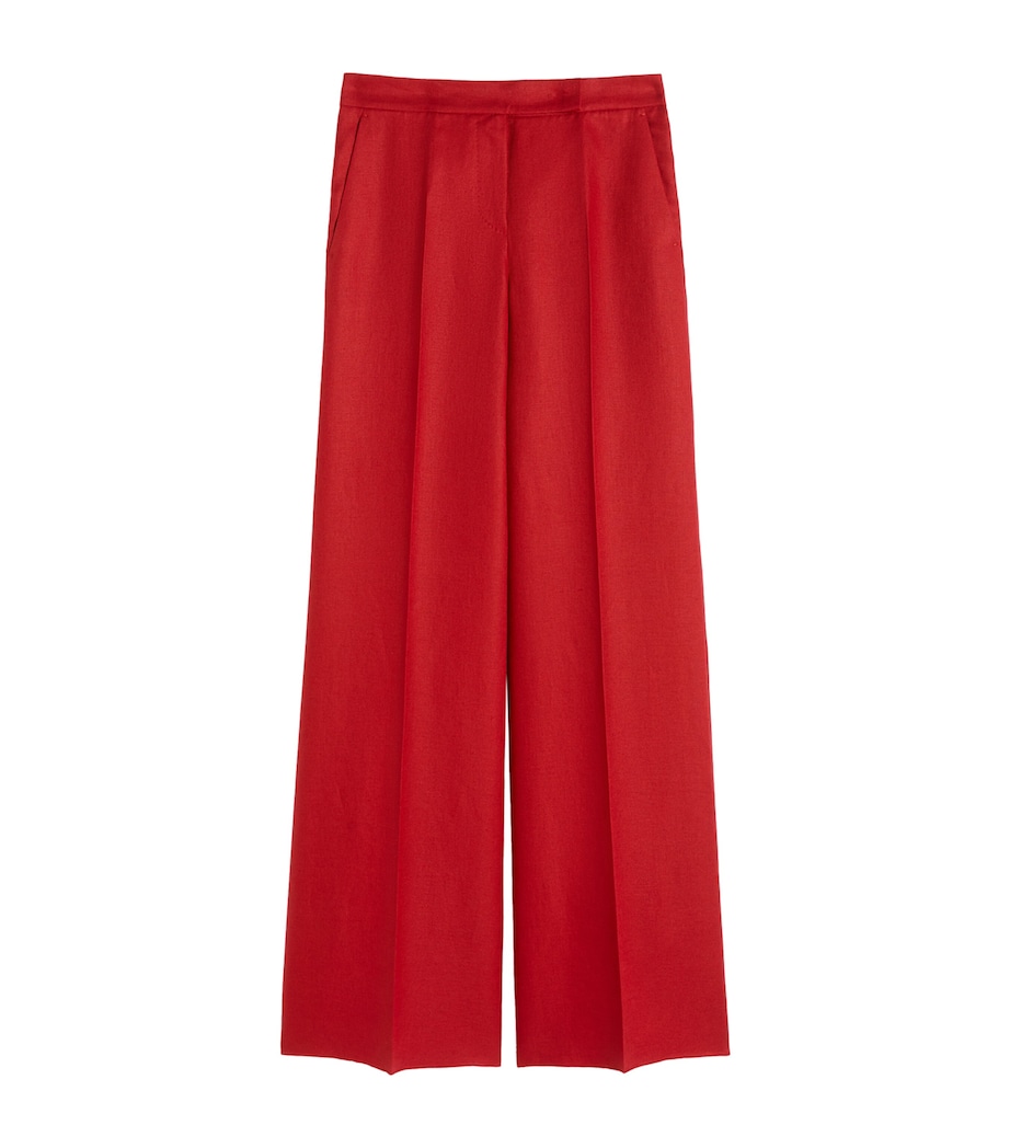 Max Mara Womens Linen Wide-Leg Trousers Red Image 1