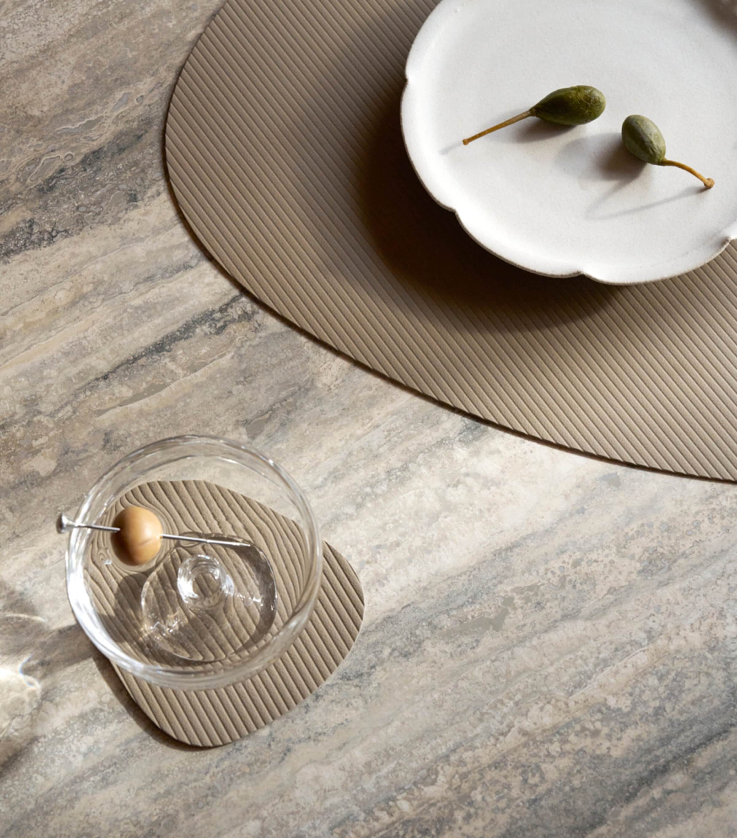 Curve Corduroy Coasters (Set of 4) CLAY BROWN Image 3