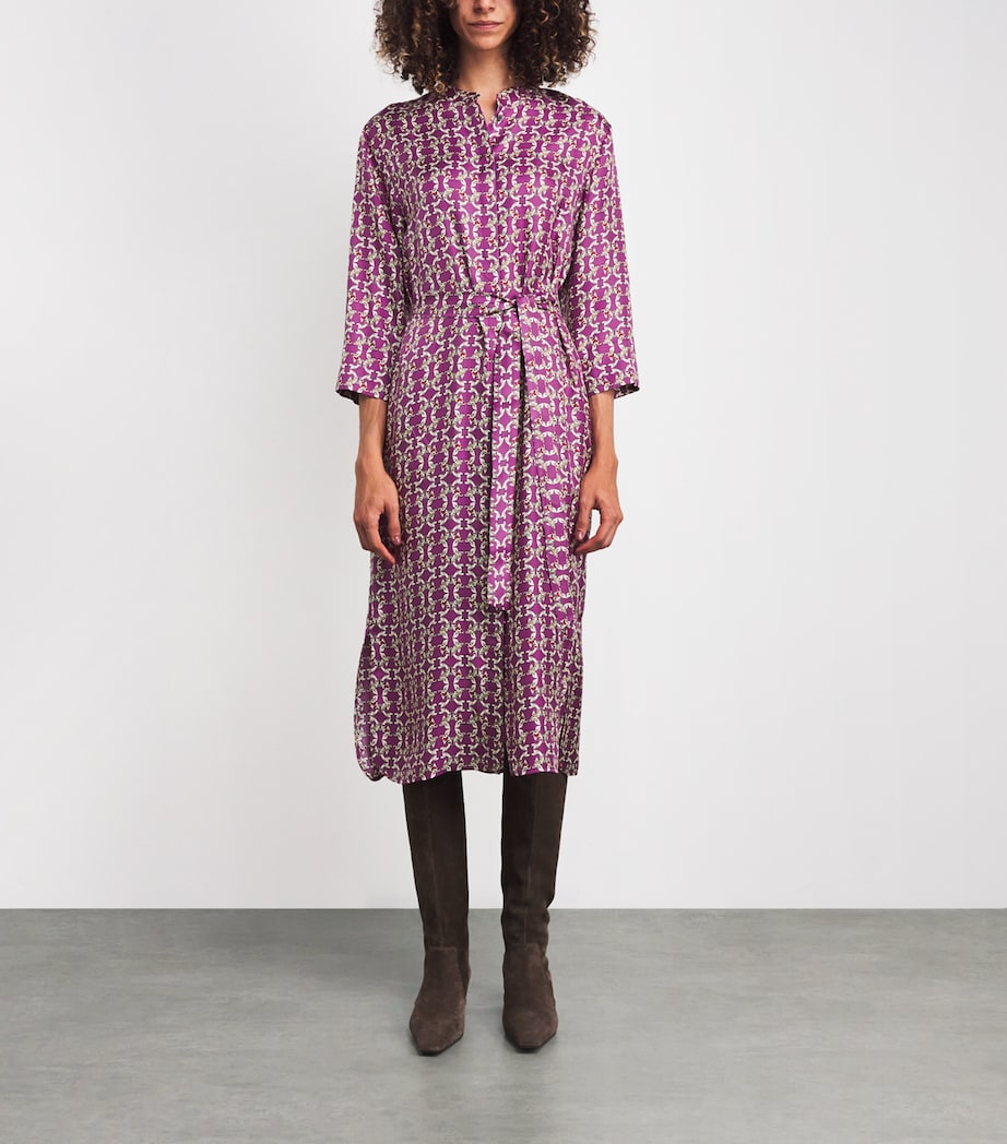 Silk Printed Midi Caftan Dress PLUM Image 3
