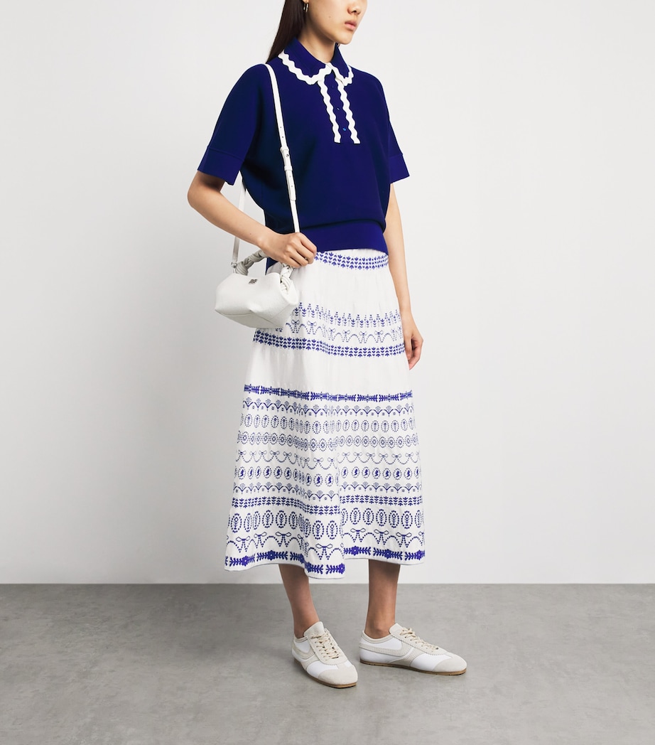 Molli Womens Jacquard-Knit Midi Skirt Milk Blue Faience Image 2