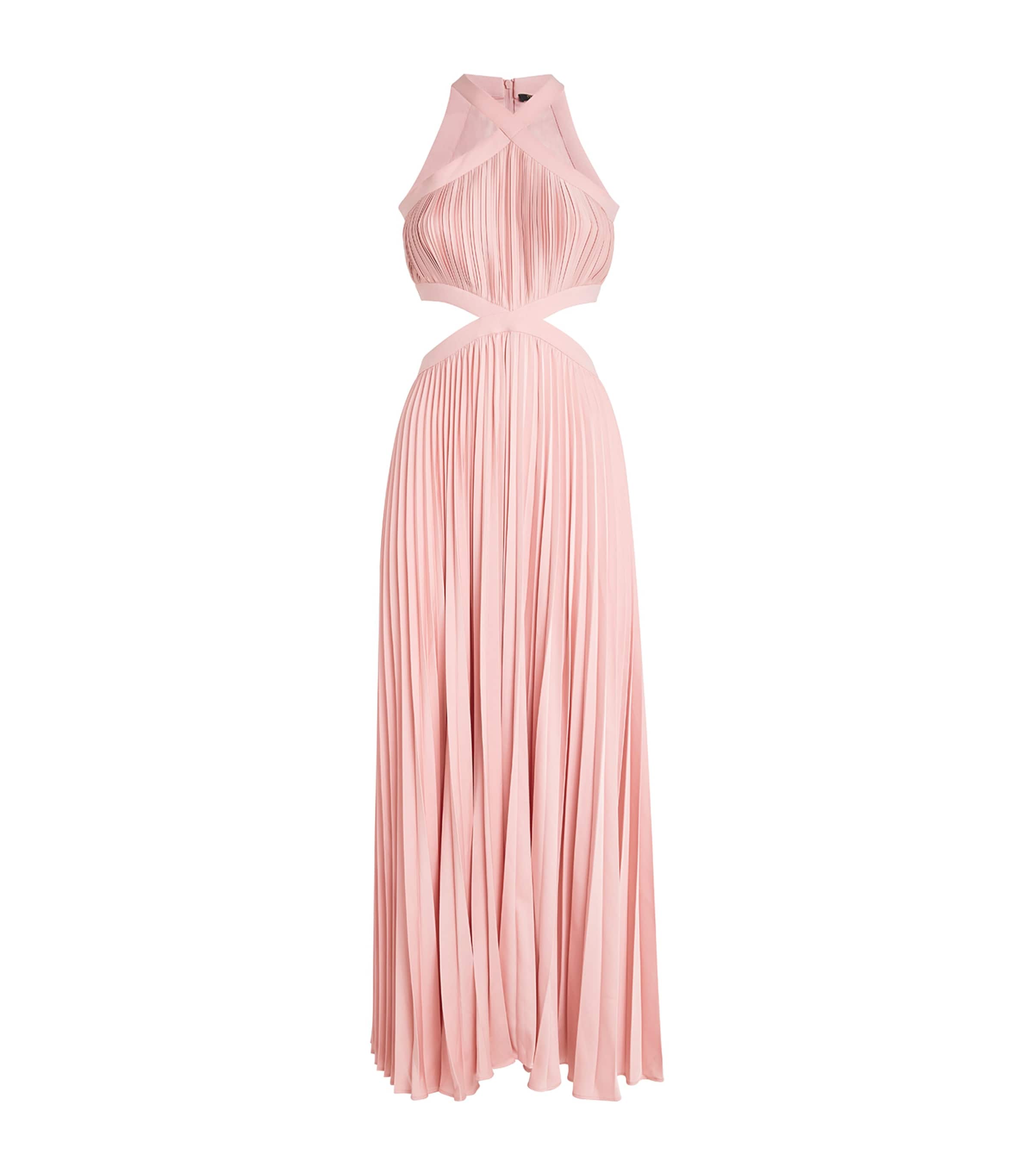 Maje Riconil Pleated Midi Dress In Pink