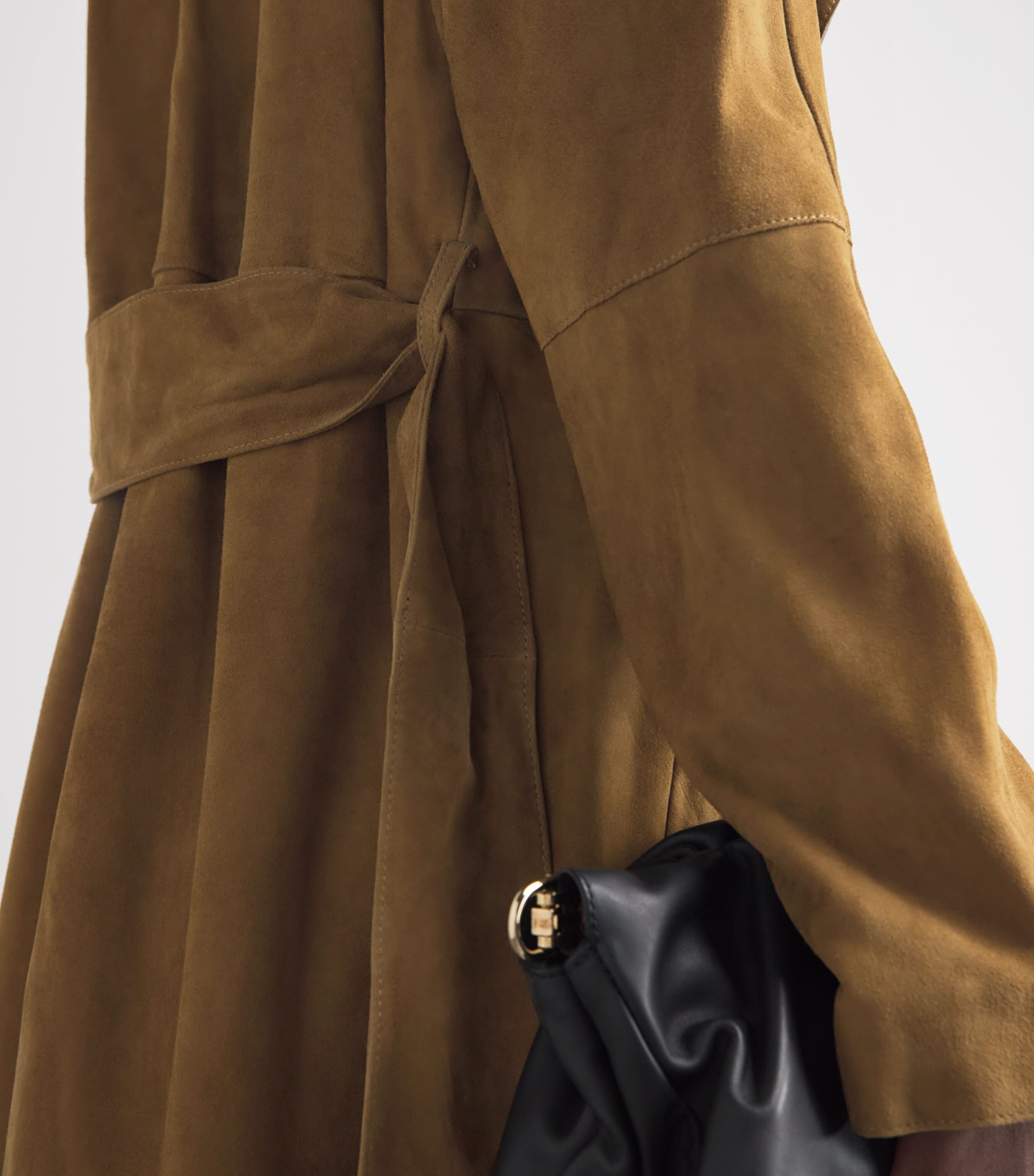 Arma Womens Lamb Suede Yava Trench Coat Dark Olive Image 3