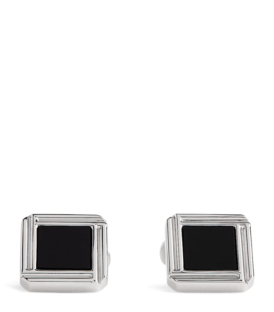 Rhodium-Plated Celtic Onyx Cufflinks ONYX Image 1