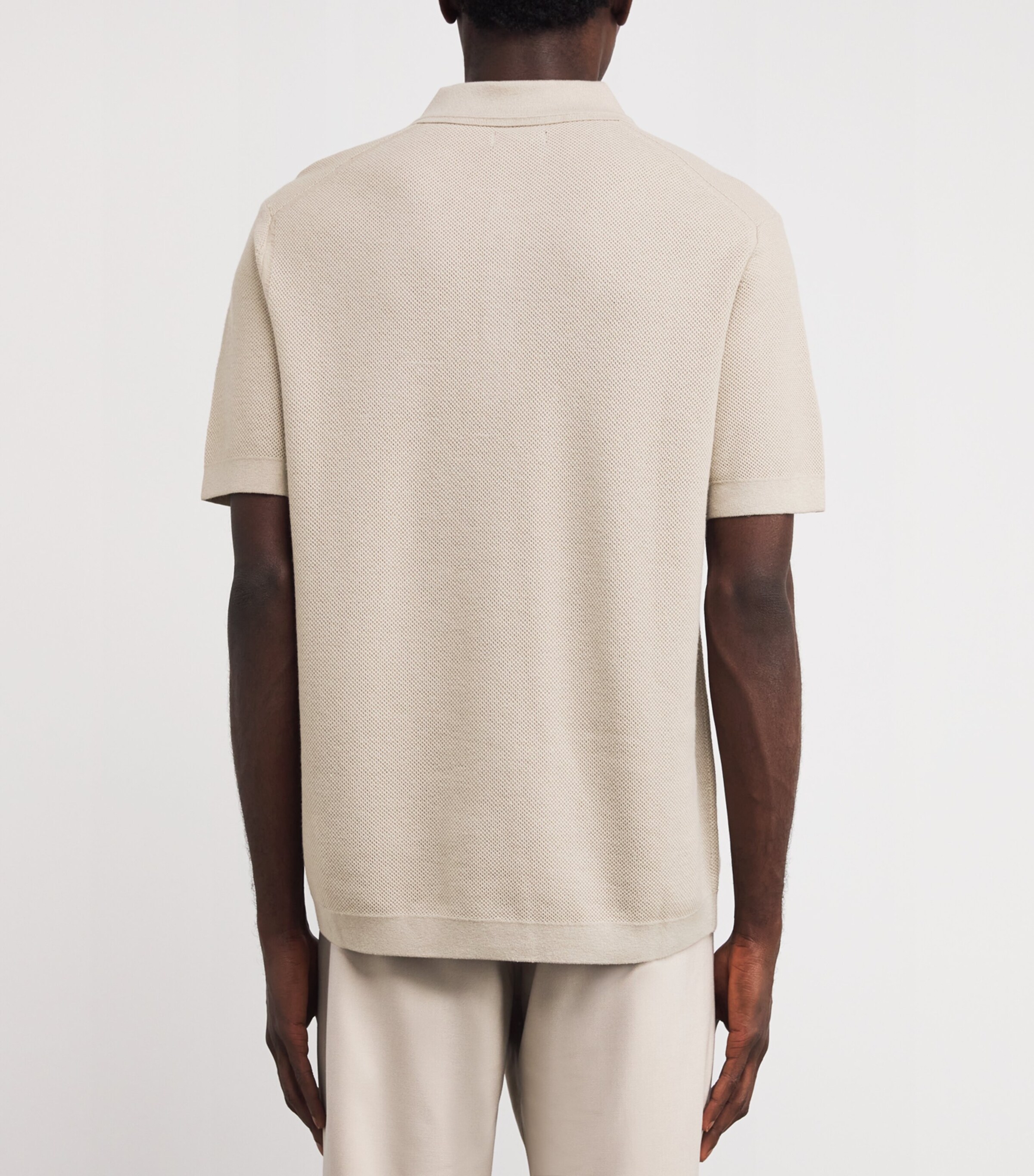 PAIGE Mens Cotton-Wool-Silk-Cashmere Kiko Polo Shirt Oatmeal Image 4