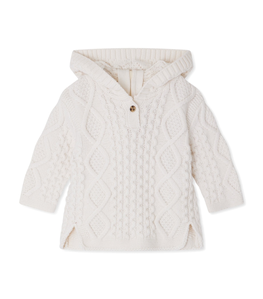 Wool-Blend Tainy Hooded Sweater (24 Months) BLANC LAIT Image 1