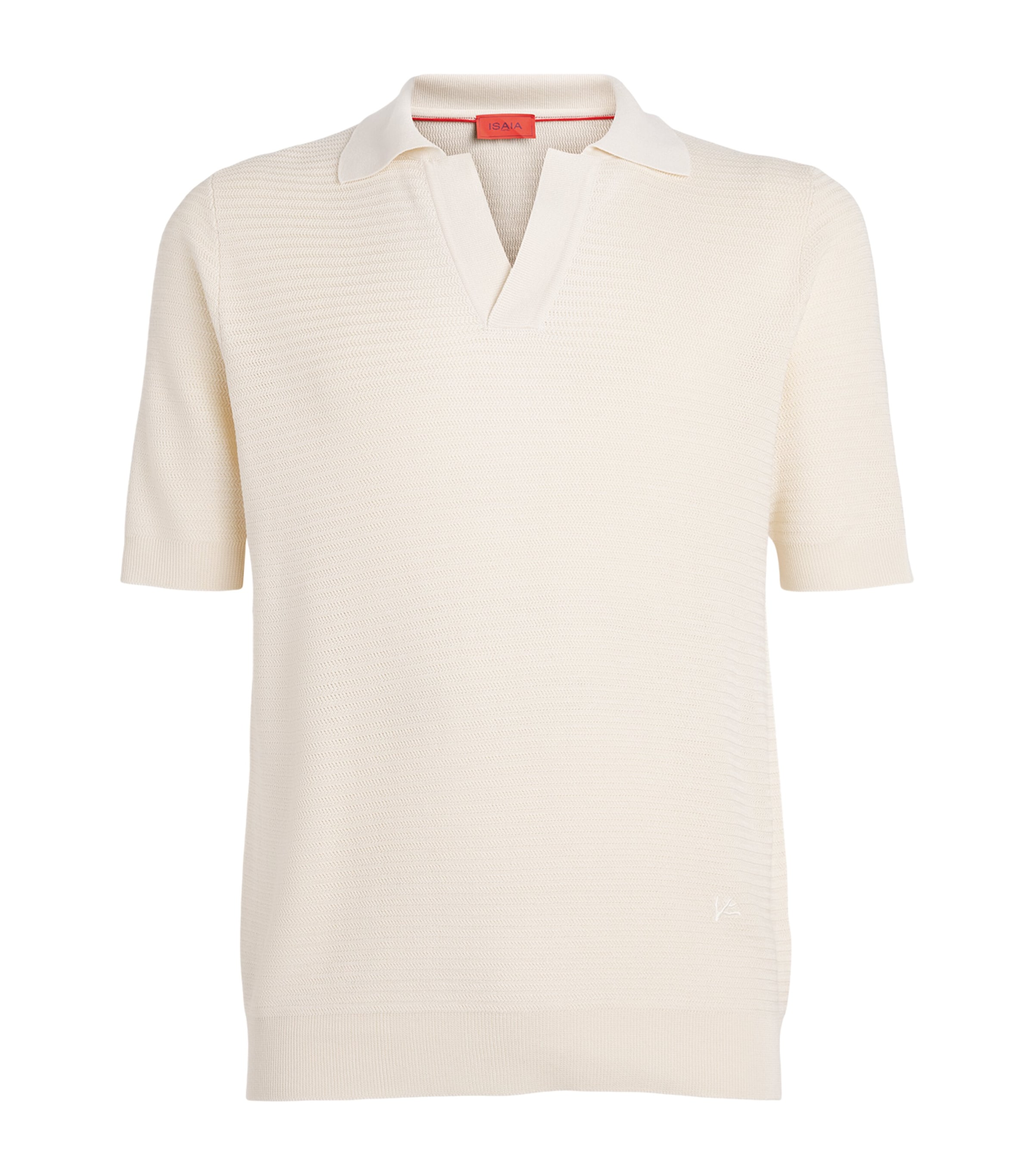 Isaia Mens Silk Open-Collar Polo Shirt Image 1