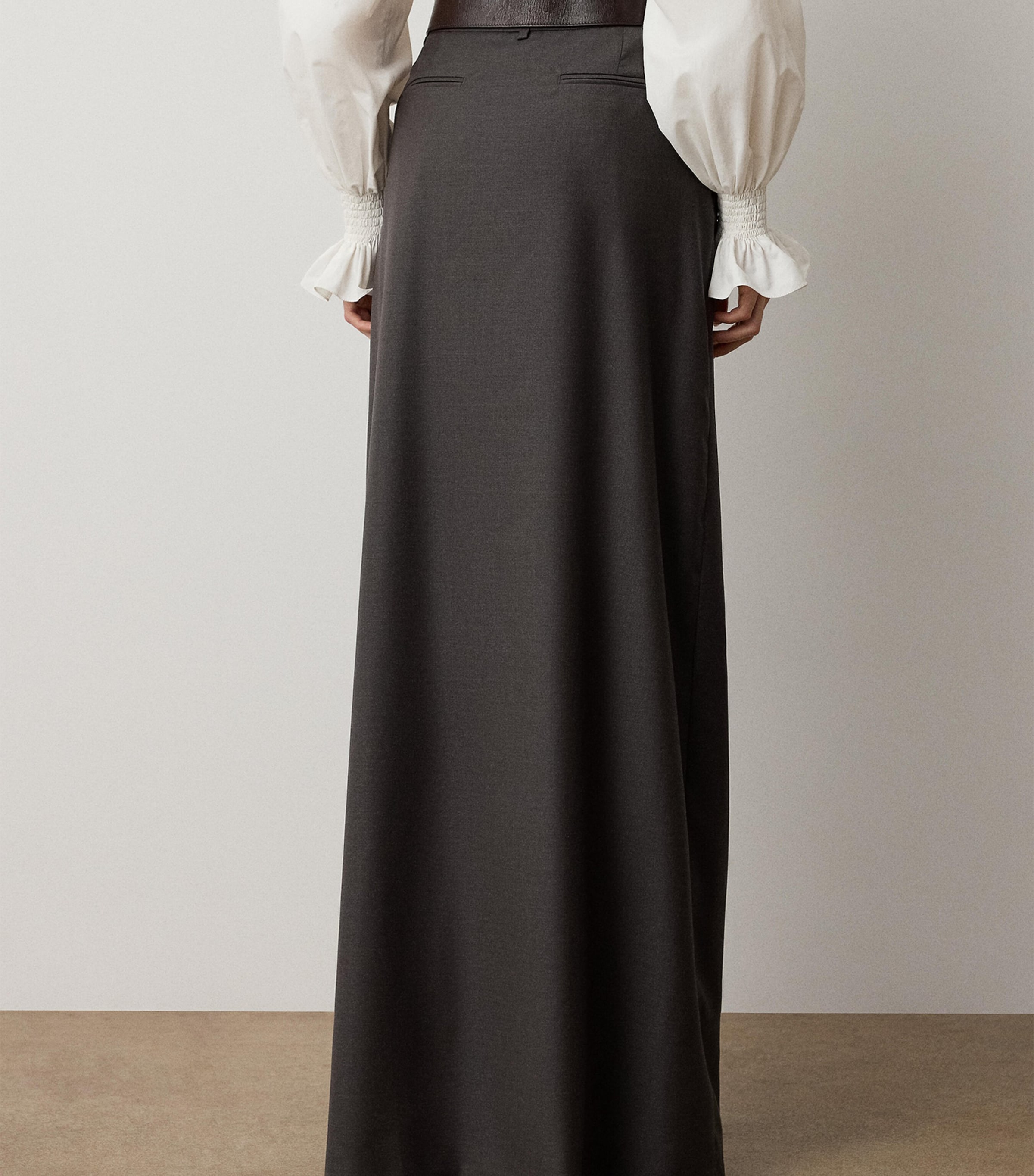 Ralph Lauren Collection Womens Wool-Silk Elba Trousers Taupe Grey Melange Image 3
