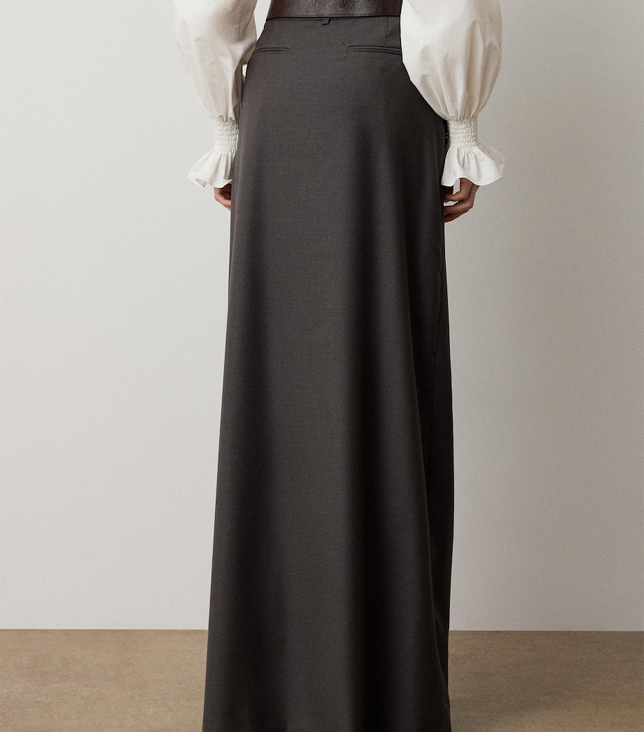 Ralph Lauren Collection Womens Wool-Silk Elba Trousers Taupe Grey Melange Image 3