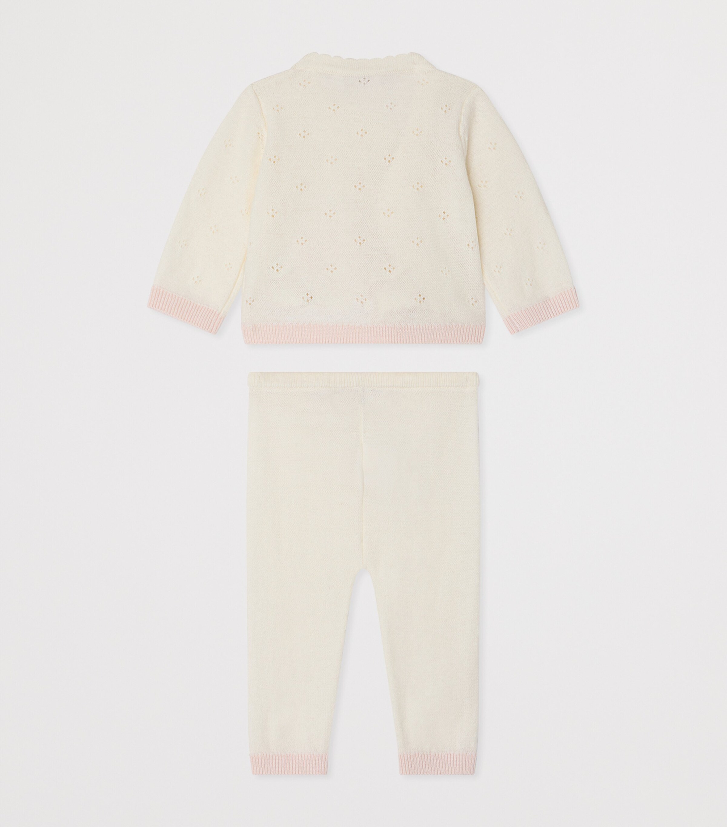 Bonpoint Pointelle Knit Cardigan and Leggings Set (1-18 Months) Blanc Naturel Image 2