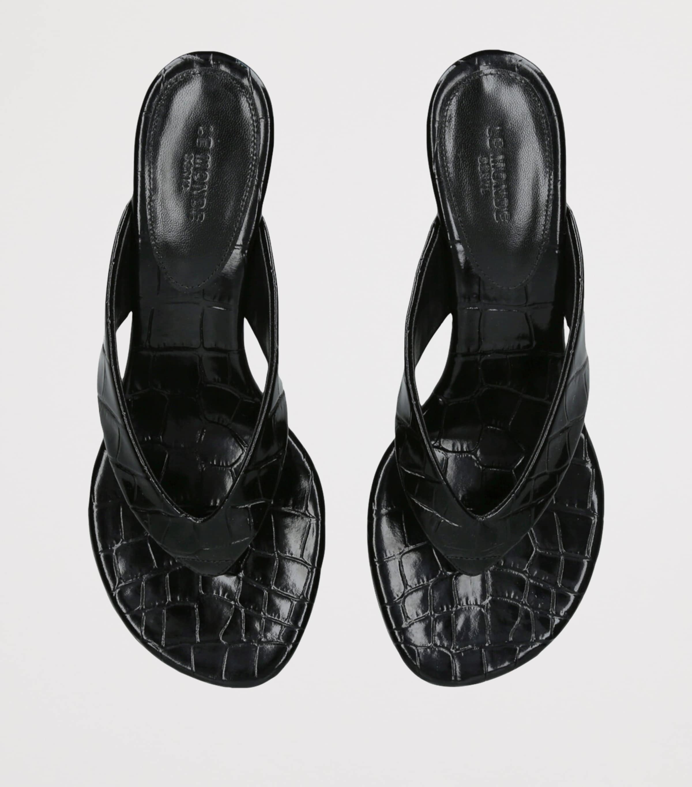 Le Monde Beryl Leather Micro Wedge Sandals 40 Black Image 4