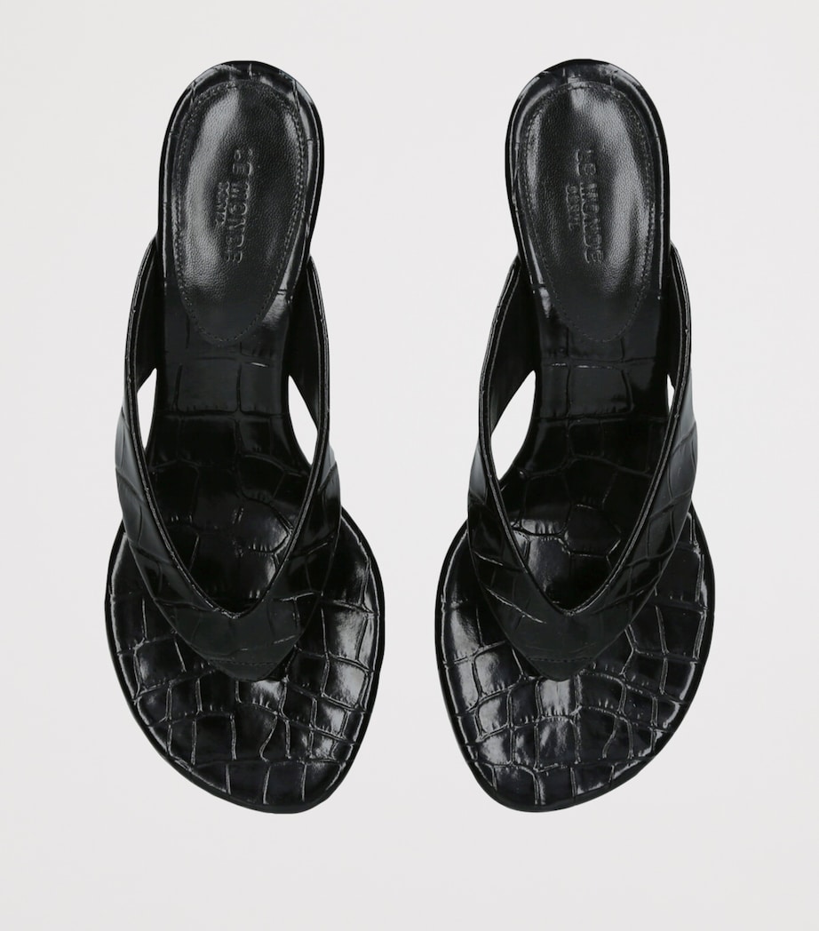 Le Monde Beryl Leather Micro Wedge Sandals 40 Black Image 4