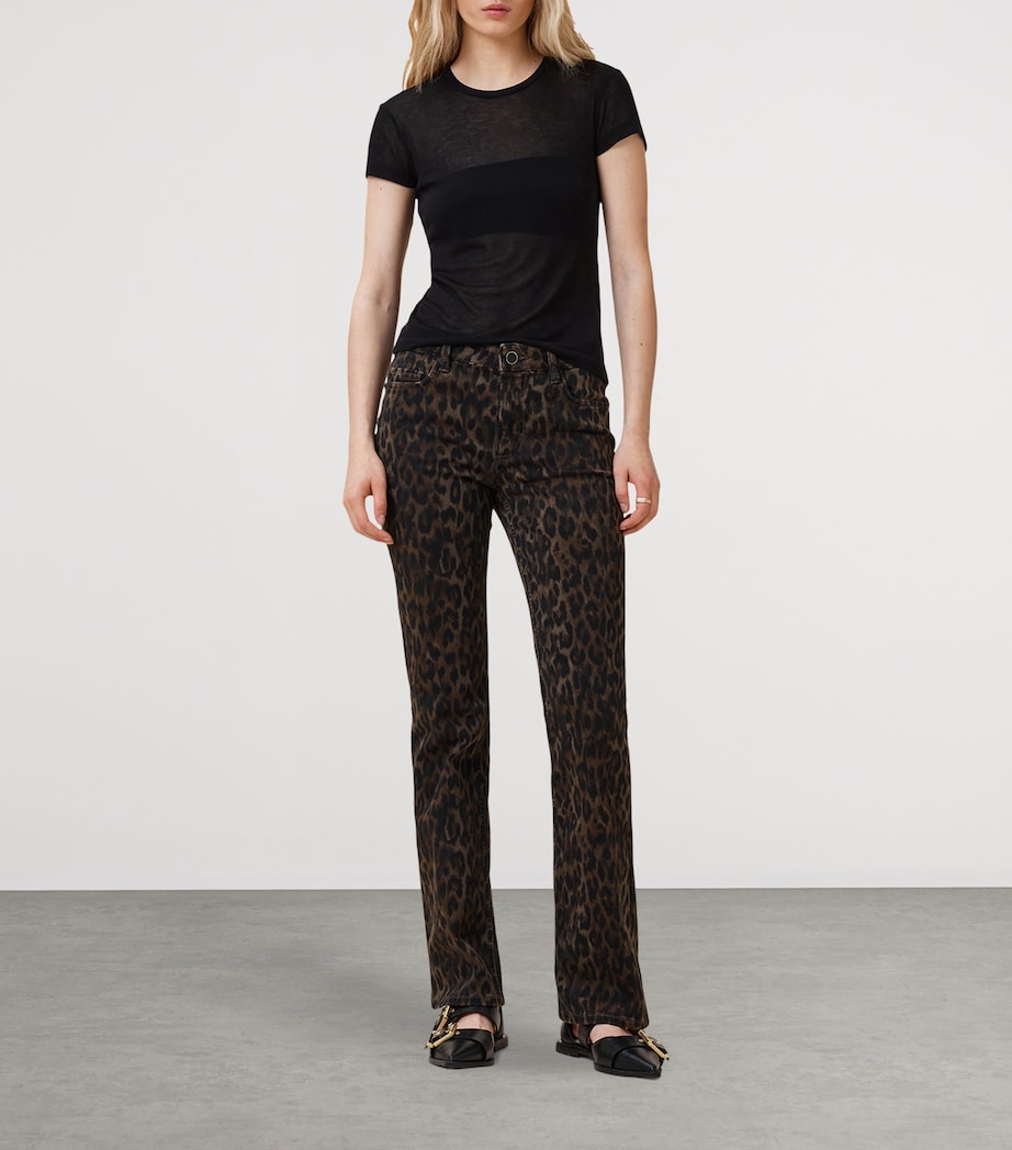 Leopard Print Haldan Slim Bootcut Jeans LEPPO BROWN Image 3